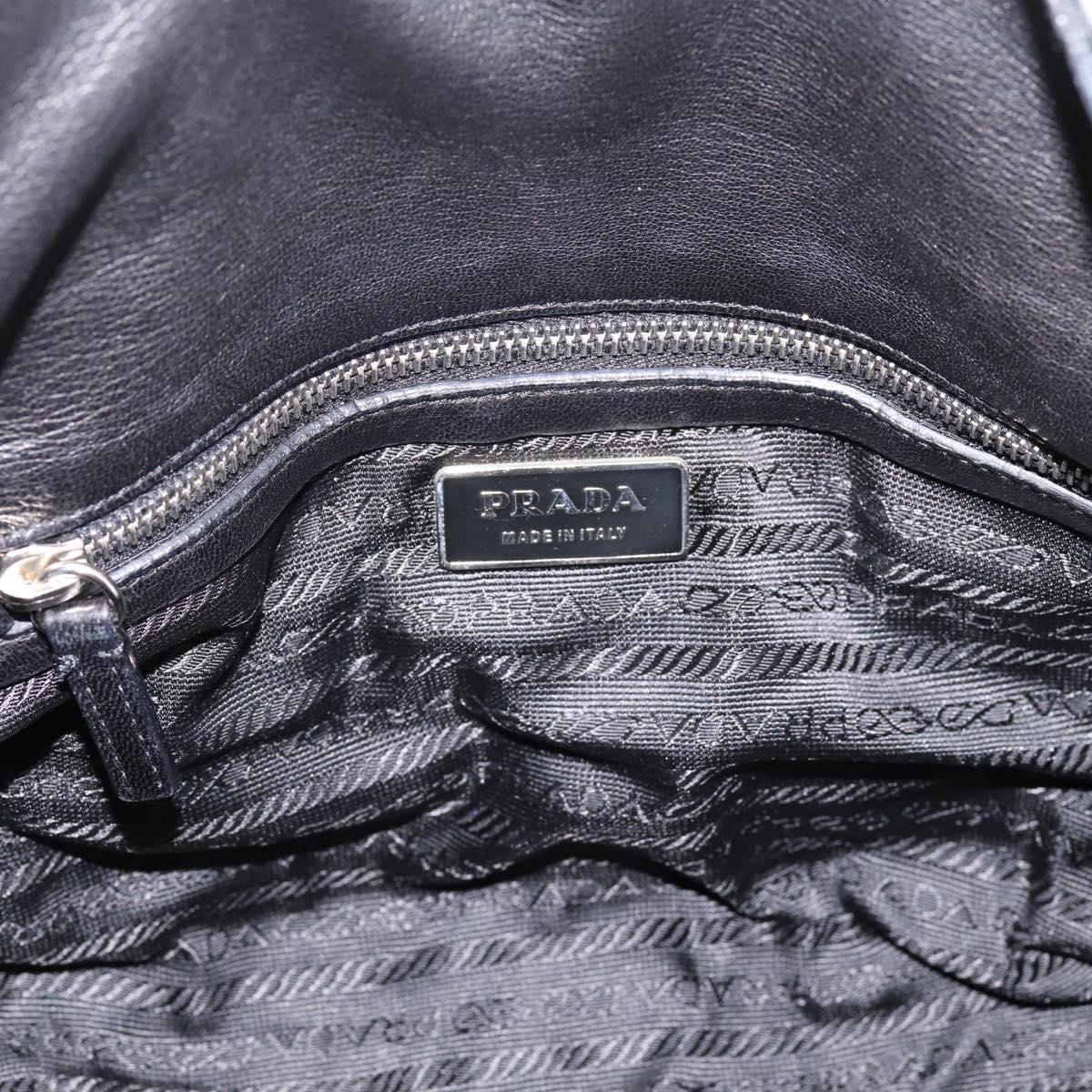 PRADA Hand Bag Nylon Leather Black Silver Auth am12605V