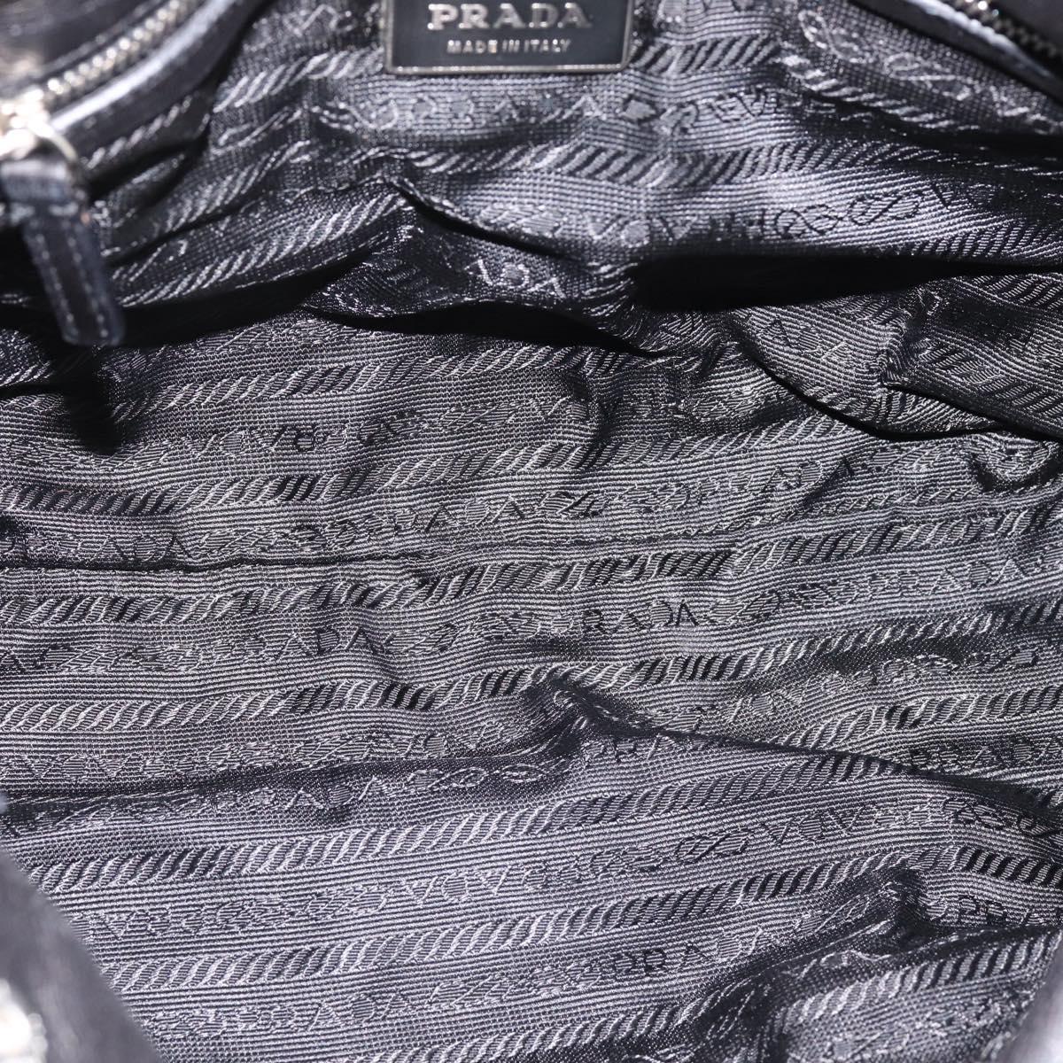 PRADA Hand Bag Nylon Leather Black Silver Auth am12605V
