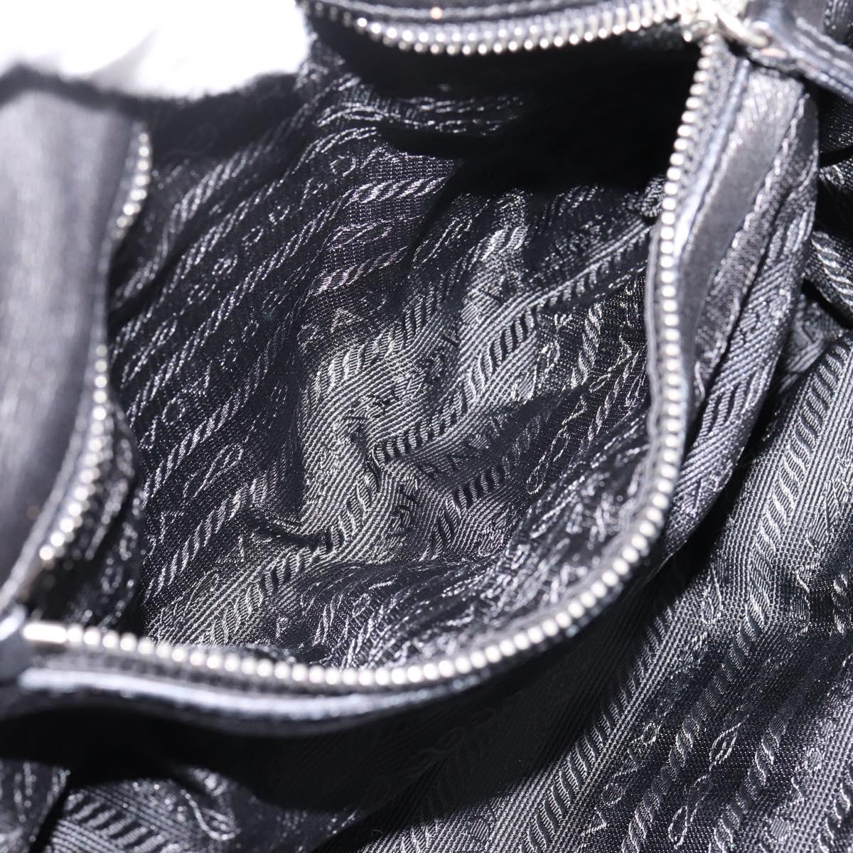 PRADA Hand Bag Nylon Leather Black Silver Auth am12605V