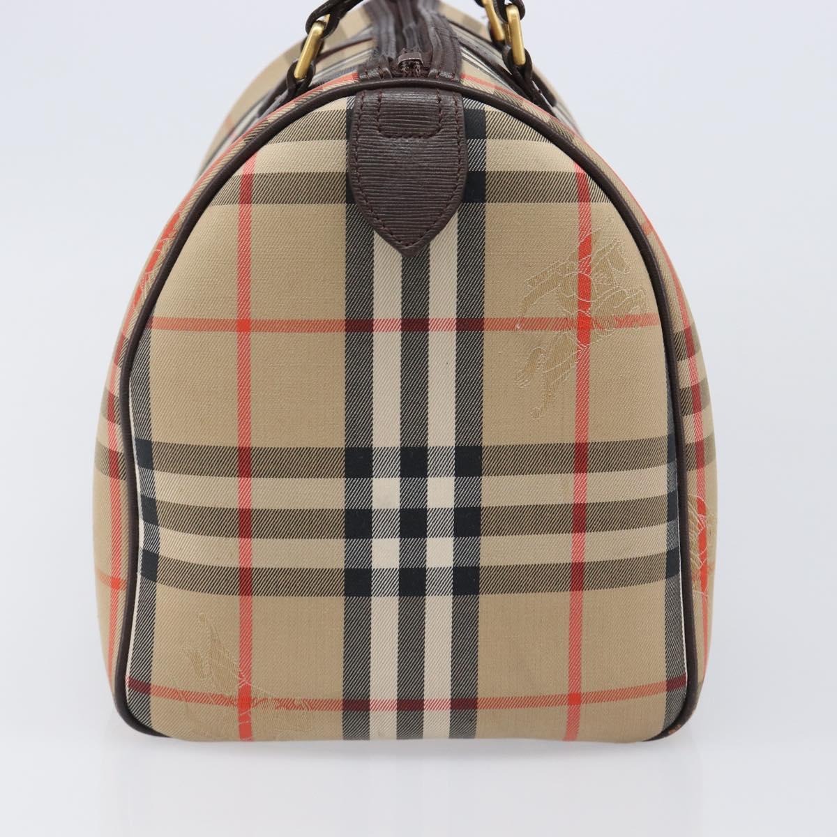 Burberrys Nova Check Boston Bag Canvas Beige Gold Auth am12606V