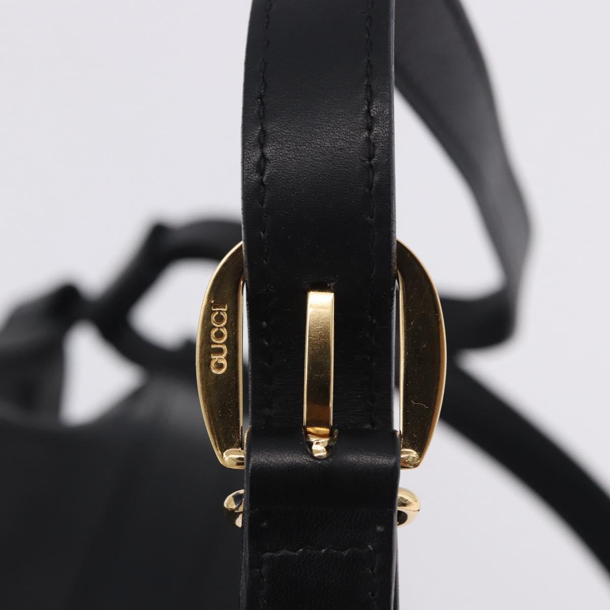 GUCCI Web Sherry Line Bag Leather Randonnee Type Black Gold Auth am12607V