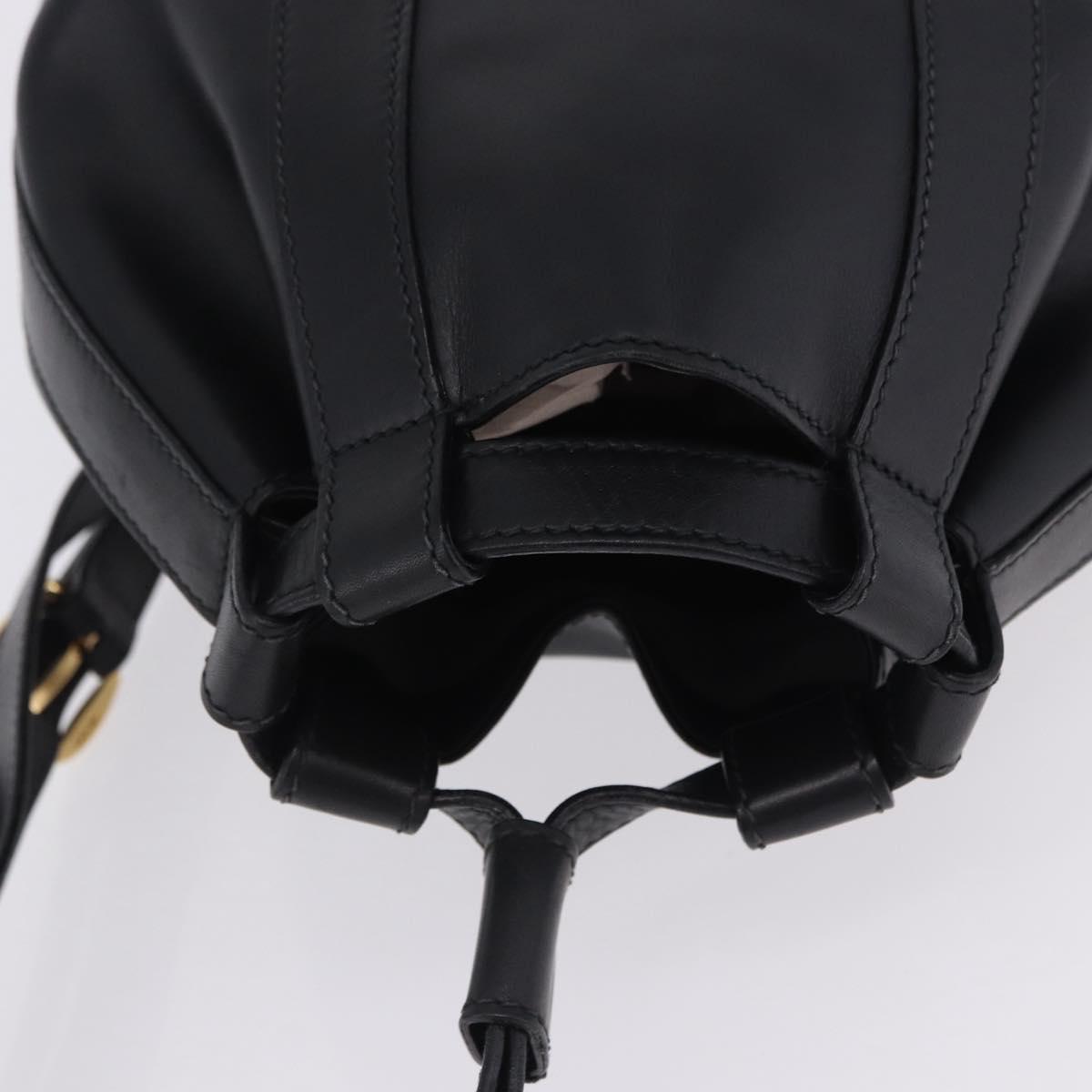 GUCCI Web Sherry Line Bag Leather Randonnee Type Black Gold Auth am12607V