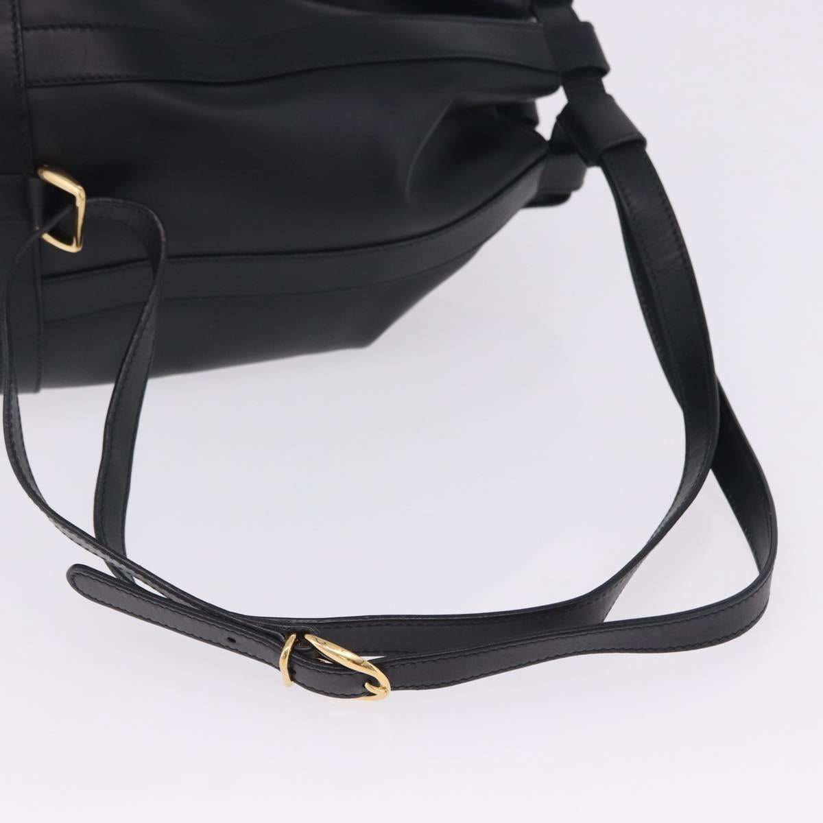 GUCCI Web Sherry Line Bag Leather Randonnee Type Black Gold Auth am12607V