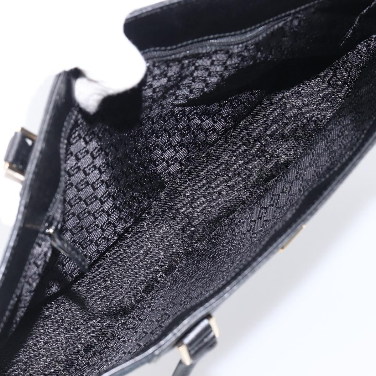 GUCCI G Tote Bag Leather Canvas Black Gold 002 1109 Auth am12610V