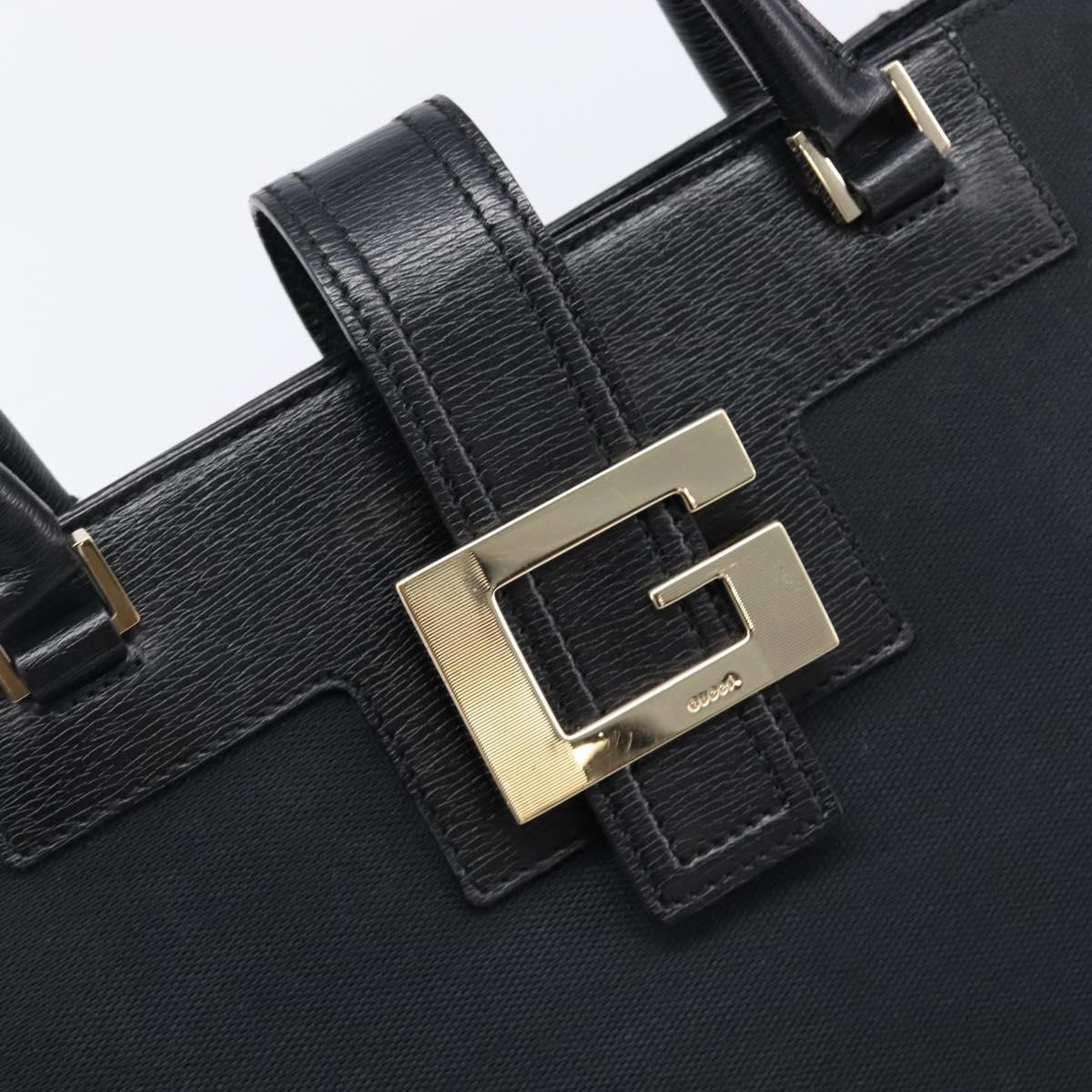 GUCCI G Tote Bag Leather Canvas Black Gold 002 1109 Auth am12611V