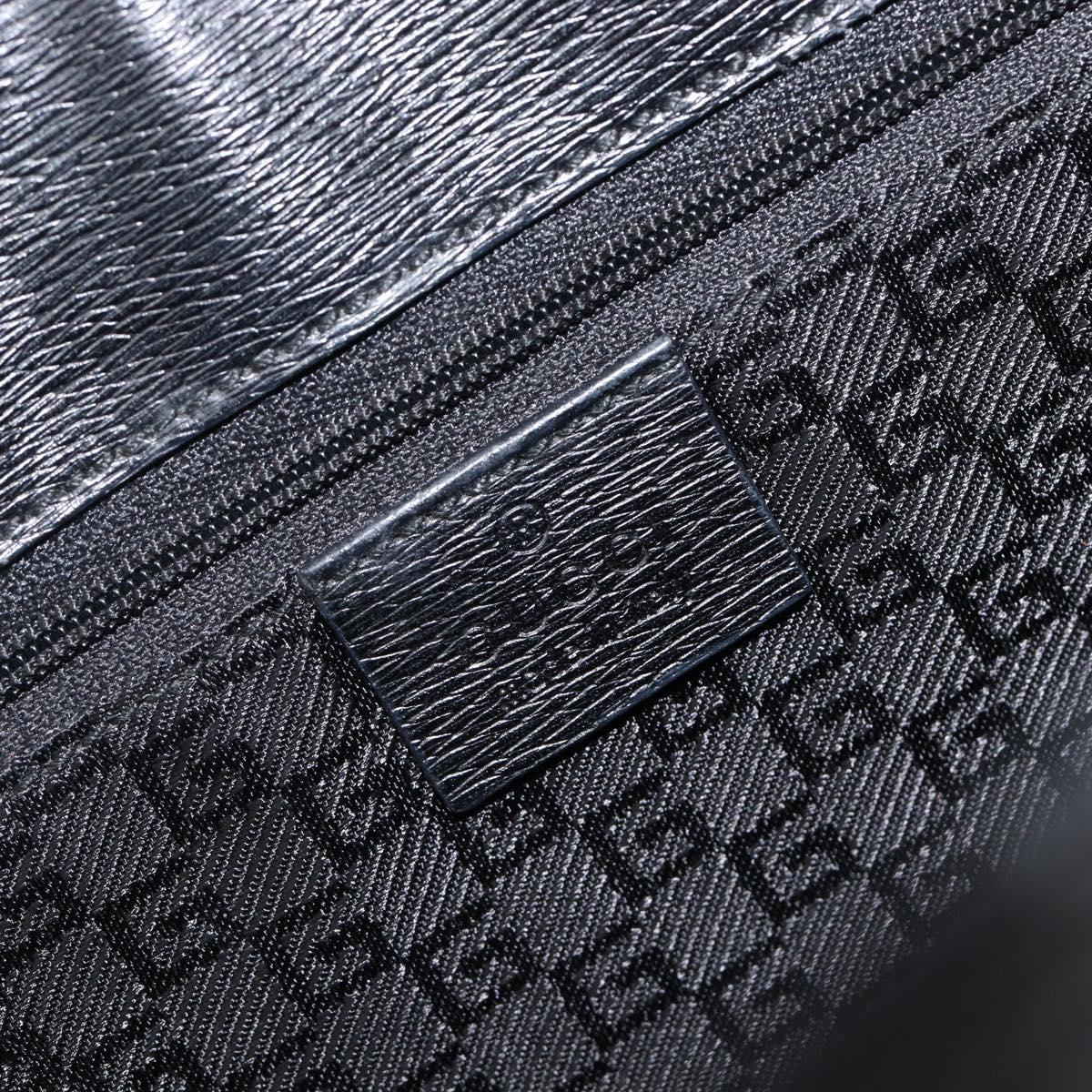 GUCCI G Tote Bag Leather Canvas Black Gold 002 1109 Auth am12611V