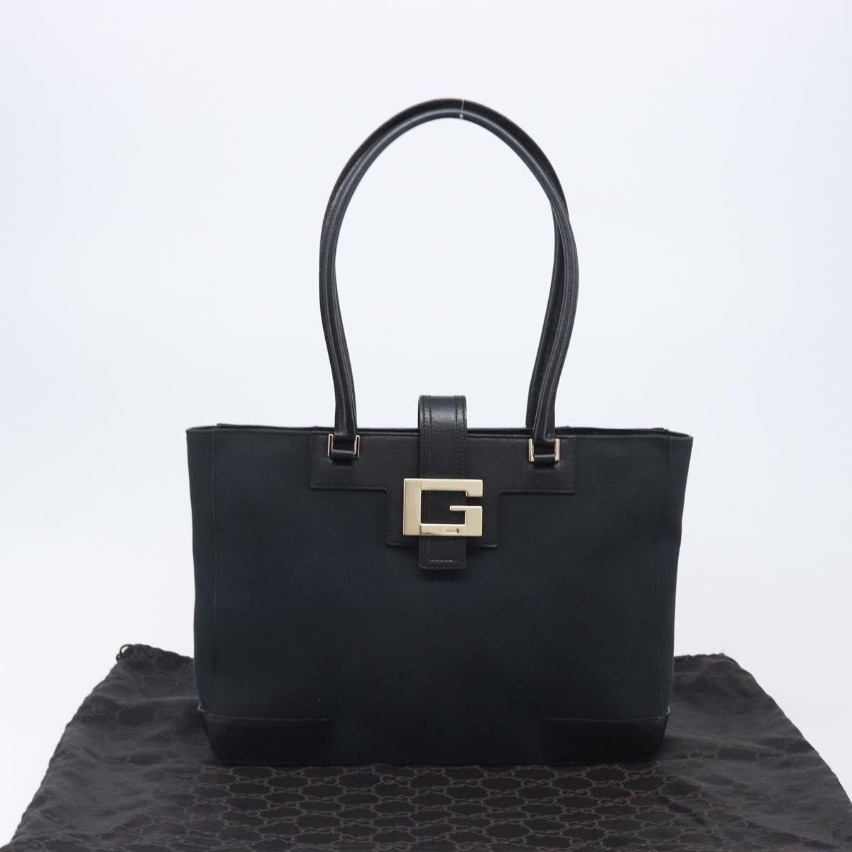 GUCCI G Tote Bag Leather Canvas Black Gold 002 1109 Auth am12611V