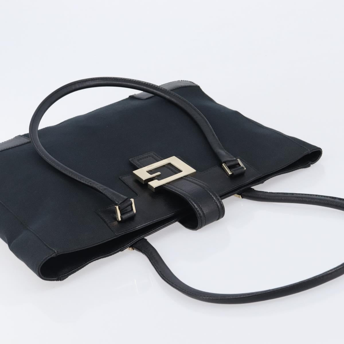 GUCCI G Tote Bag Leather Canvas Black Gold 002 1109 Auth am12611V