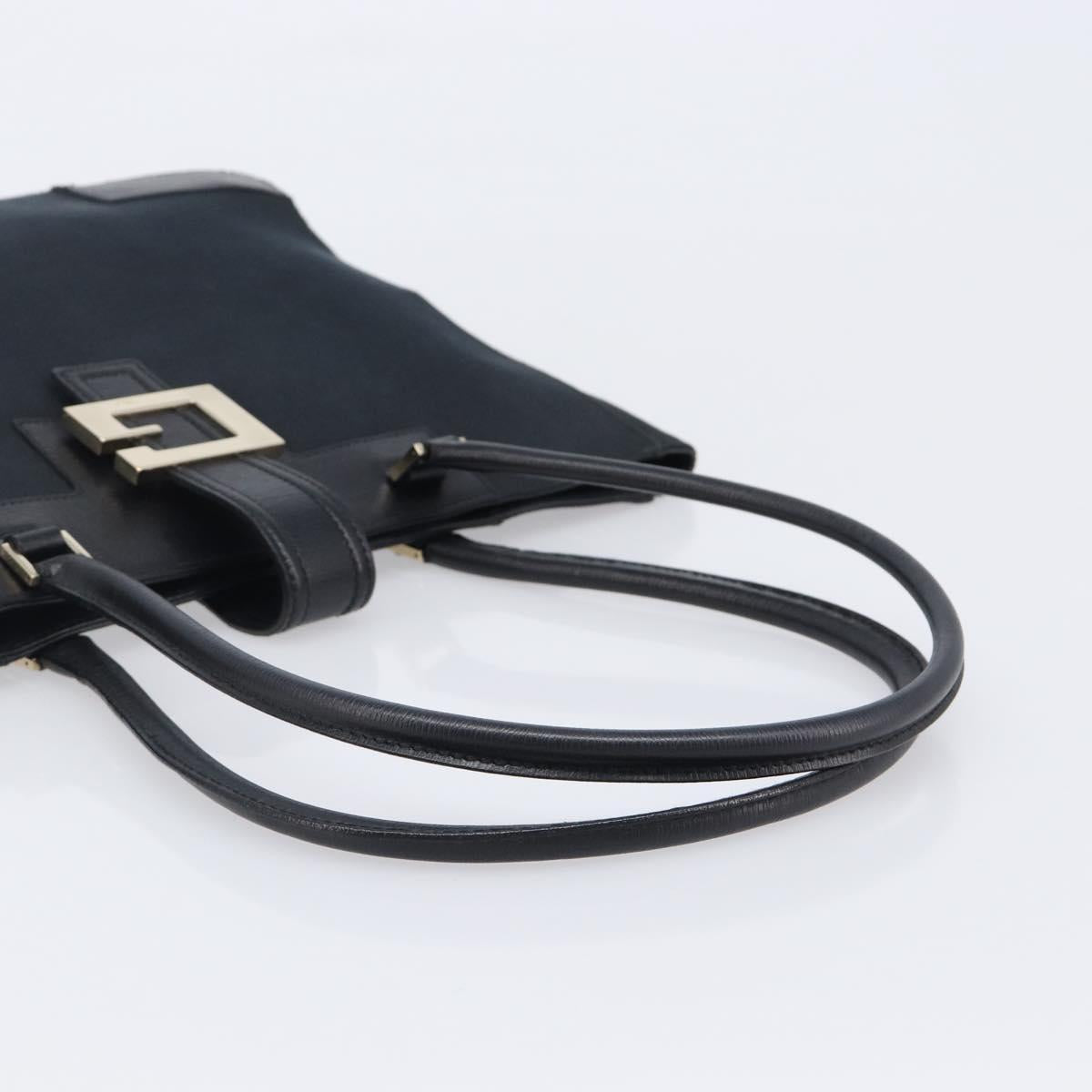 GUCCI G Tote Bag Leather Canvas Black Gold 002 1109 Auth am12611V