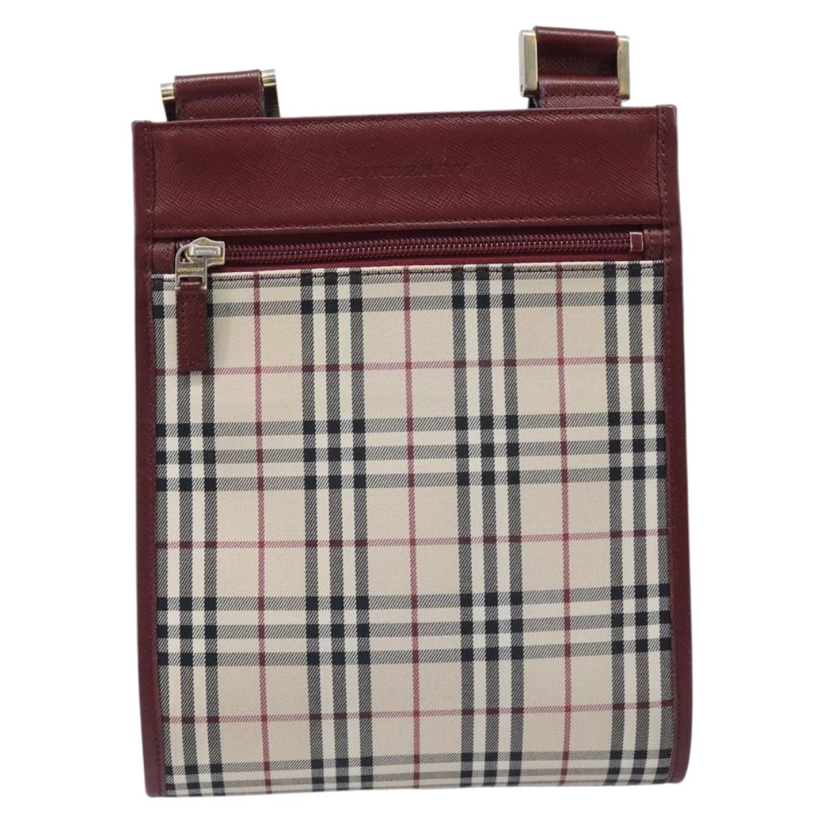 BURBERRY Nova Check Shoulder Bag Canvas Beige Gold Auth am12612V