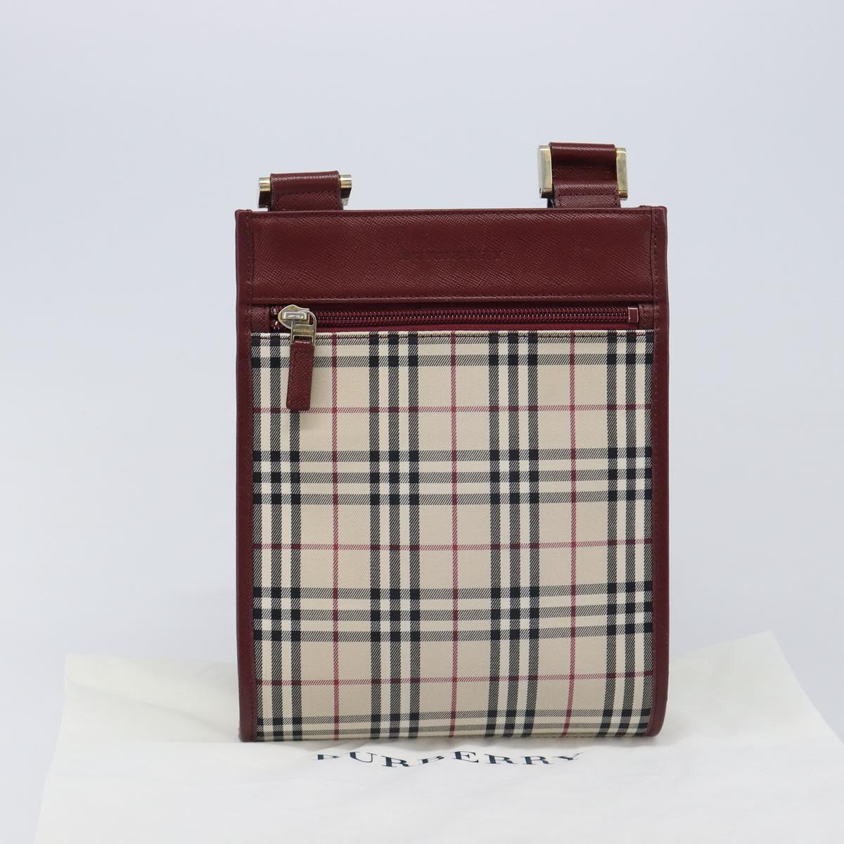 BURBERRY Nova Check Shoulder Bag Canvas Beige Gold Auth am12612V