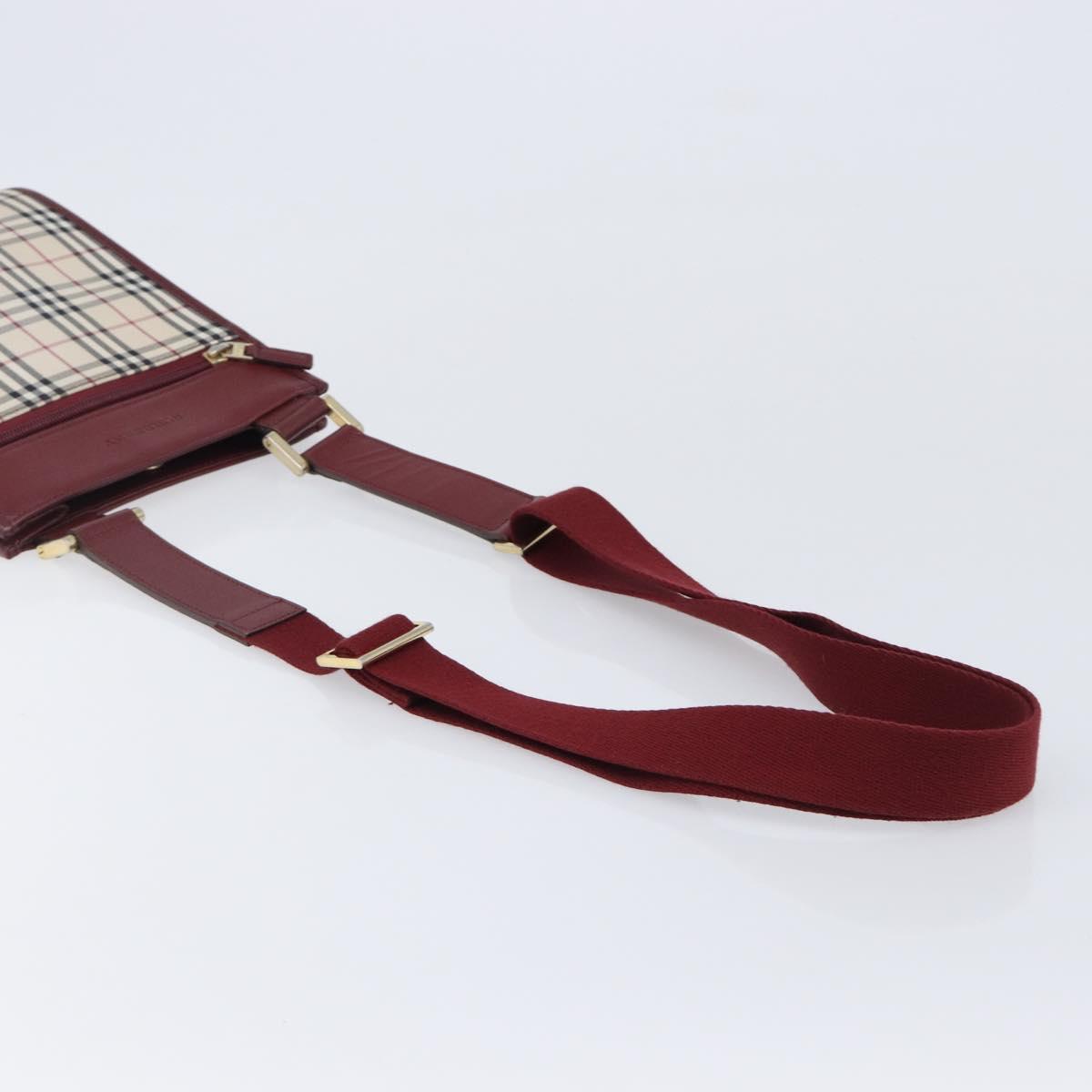 BURBERRY Nova Check Shoulder Bag Canvas Beige Gold Auth am12612V