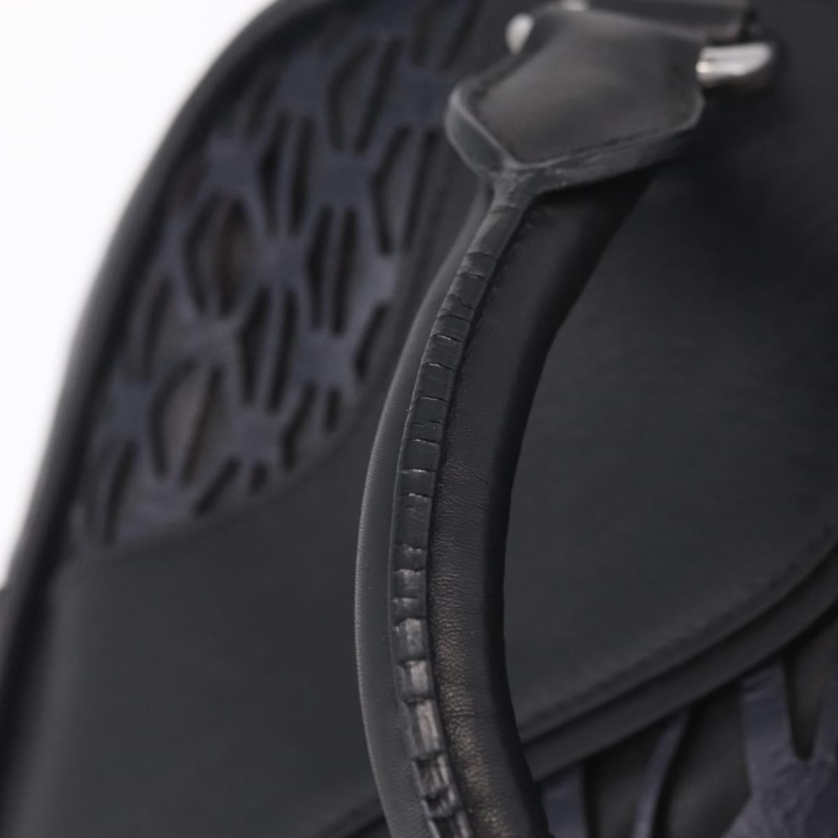 Miu Miu Hand Bag Leather Black Silver Auth am12613V