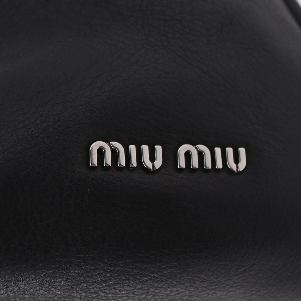Miu Miu Hand Bag Leather Black Silver Auth am12613V