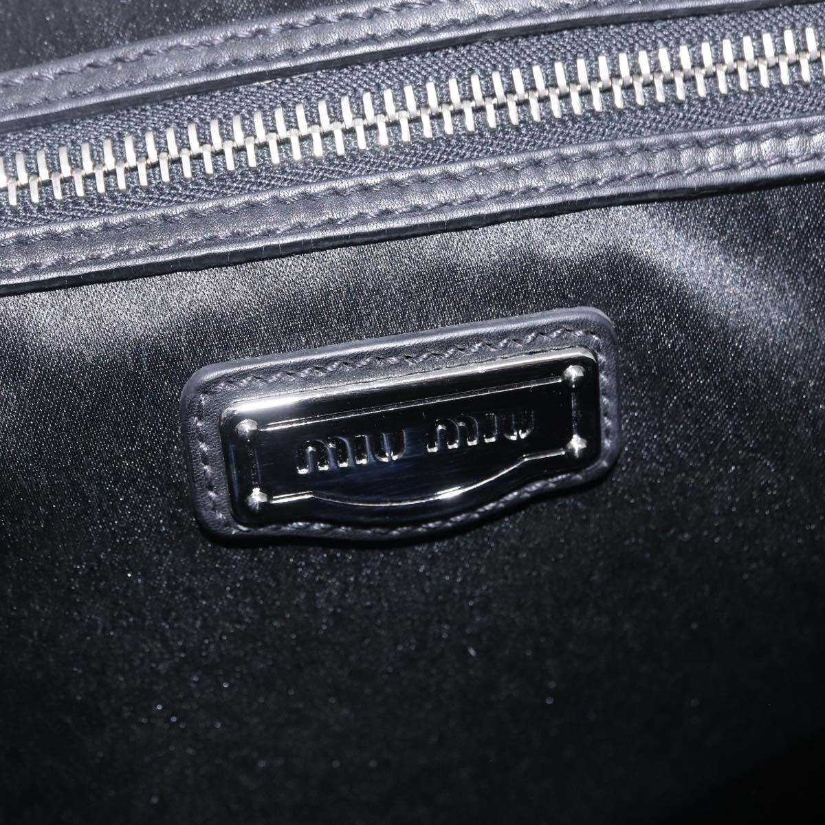 Miu Miu Hand Bag Leather Black Silver Auth am12613V