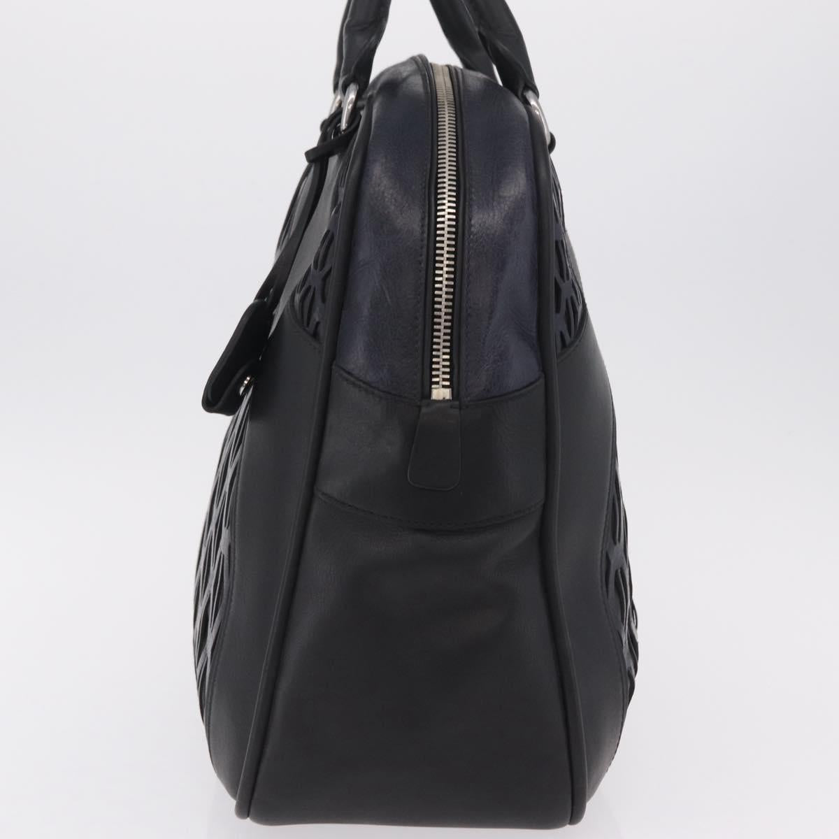 Miu Miu Hand Bag Leather Black Silver Auth am12613V