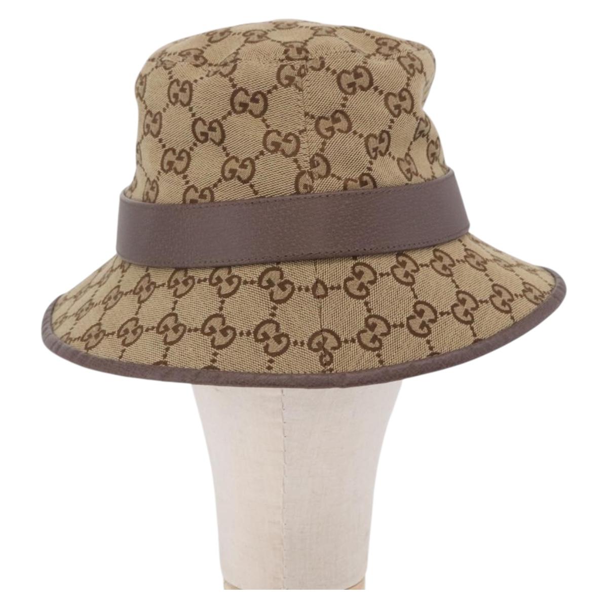 GUCCI GG Canvas GG Marmont Hat M Beige Auth am12614V