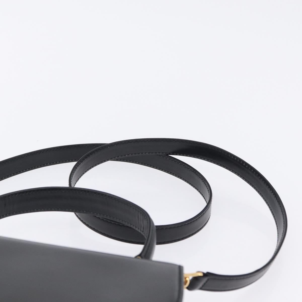 GUCCI Hand Bag Leather 2way Black Gold 000 406 0264 Auth am12615V