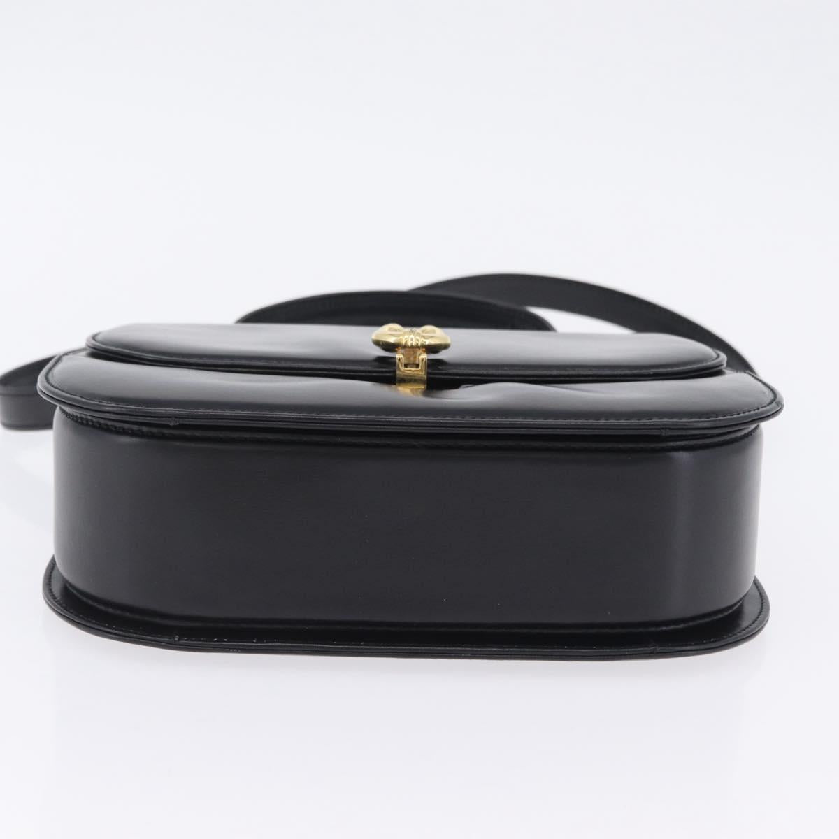 GUCCI Hand Bag Leather 2way Black Gold 000 406 0264 Auth am12615V