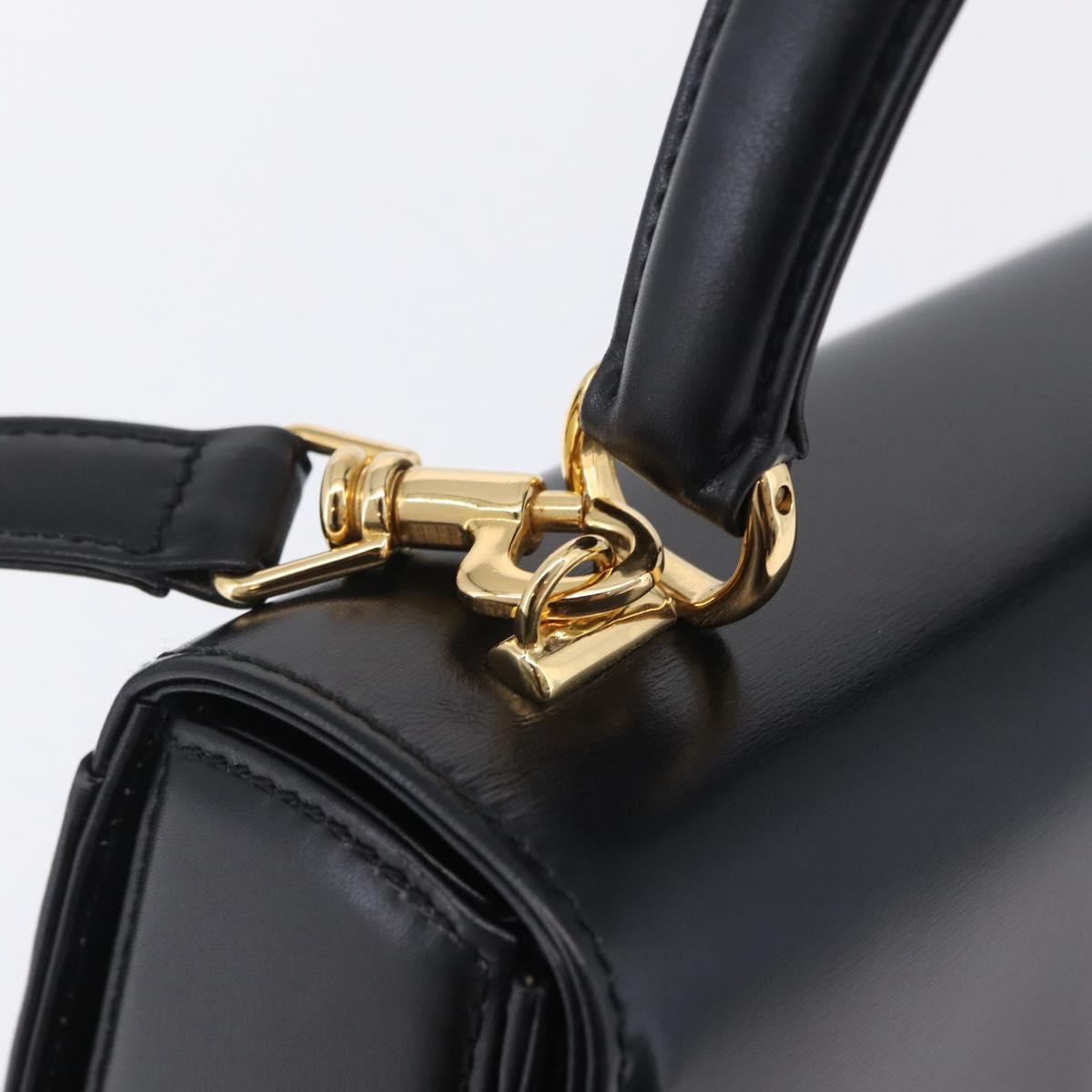GUCCI Hand Bag Leather 2way Black Gold 000 406 0264 Auth am12615V