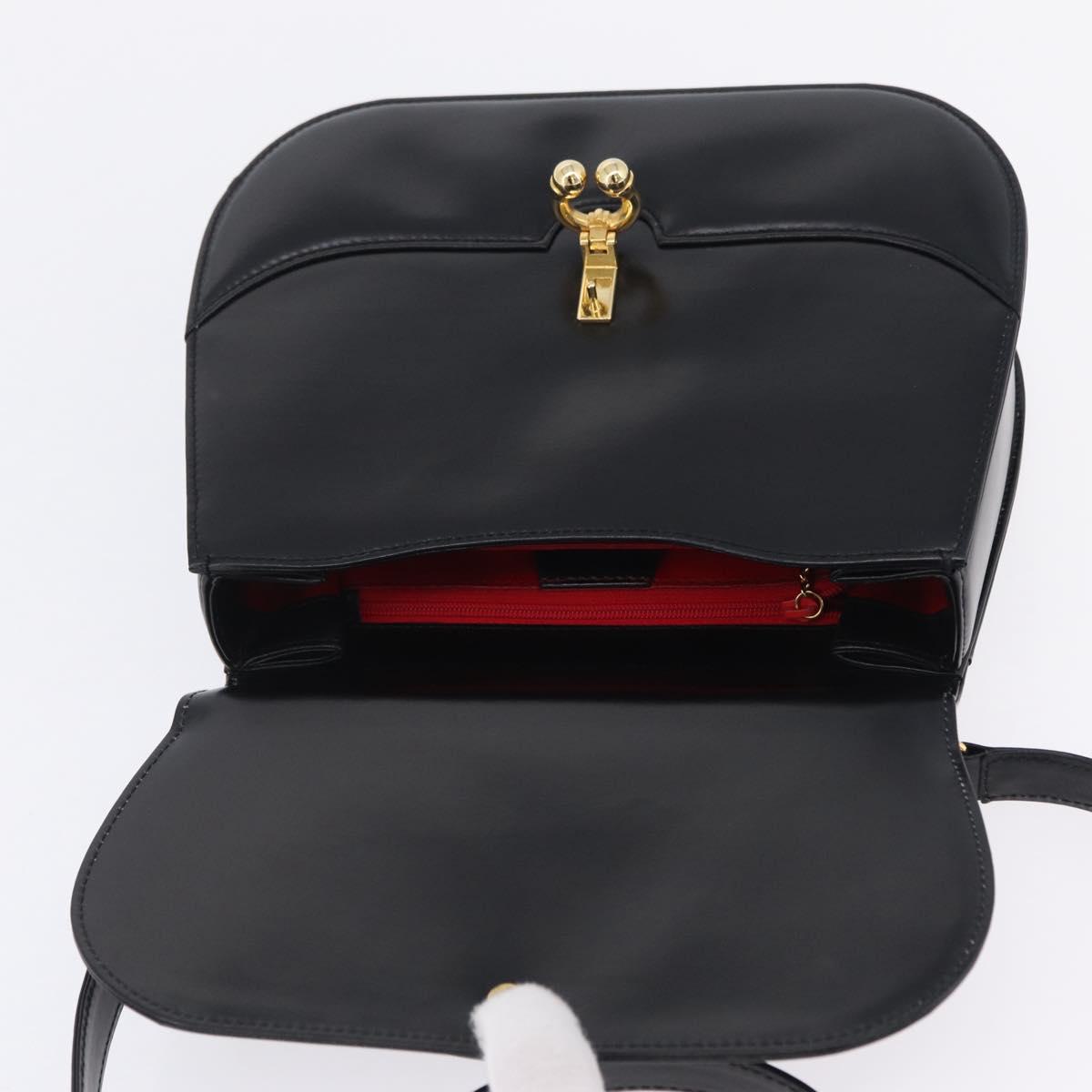 GUCCI Hand Bag Leather 2way Black Gold 000 406 0264 Auth am12615V