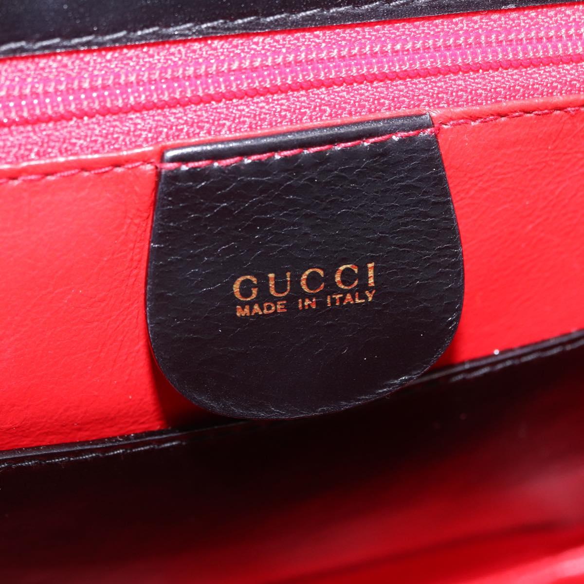 GUCCI Hand Bag Leather 2way Black Gold 000 406 0264 Auth am12615V