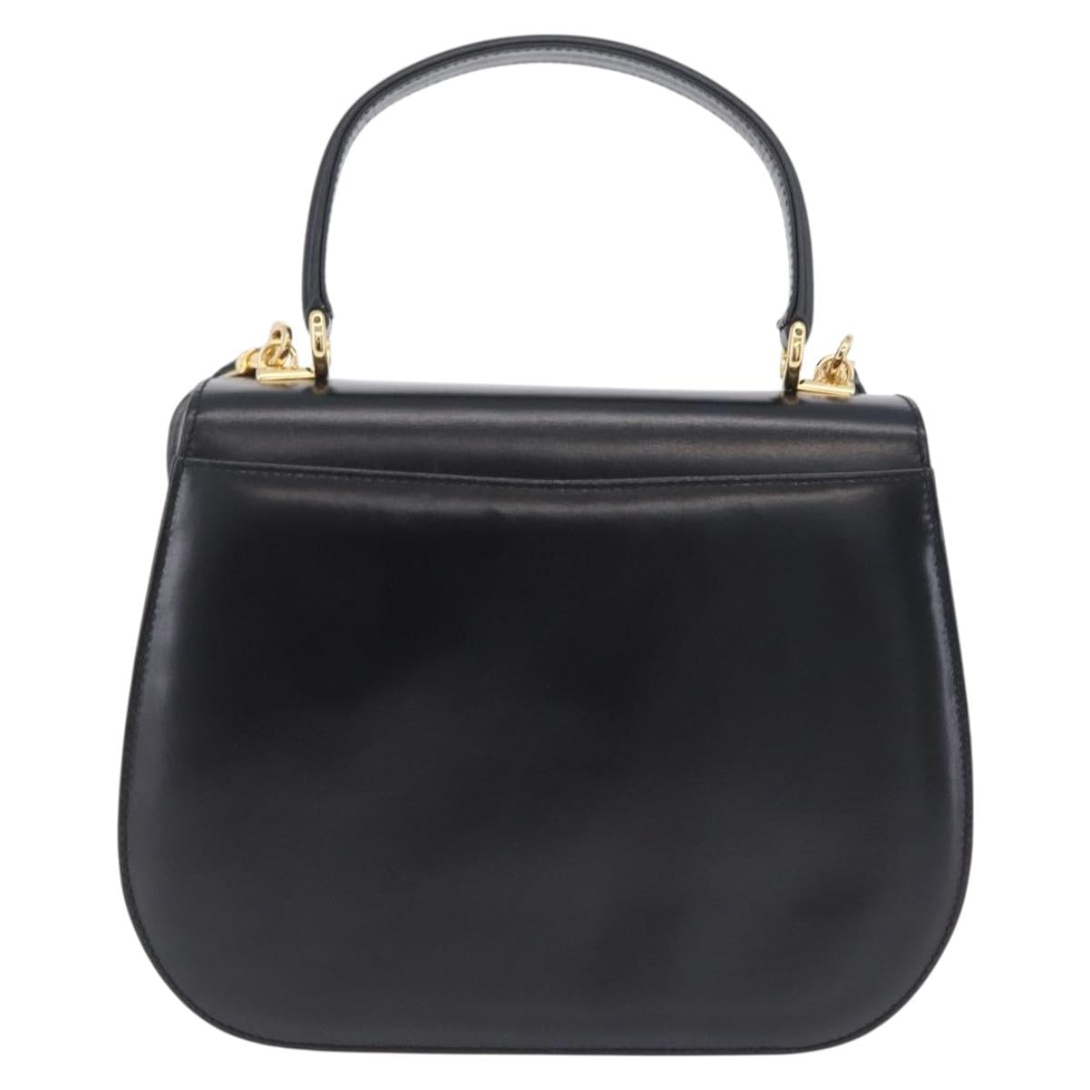 GUCCI Hand Bag Leather 2way Black Gold 000 406 0264 Auth am12615V