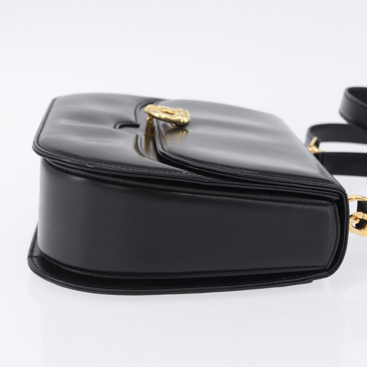 GUCCI Hand Bag Leather 2way Black Gold 000 406 0264 Auth am12615V