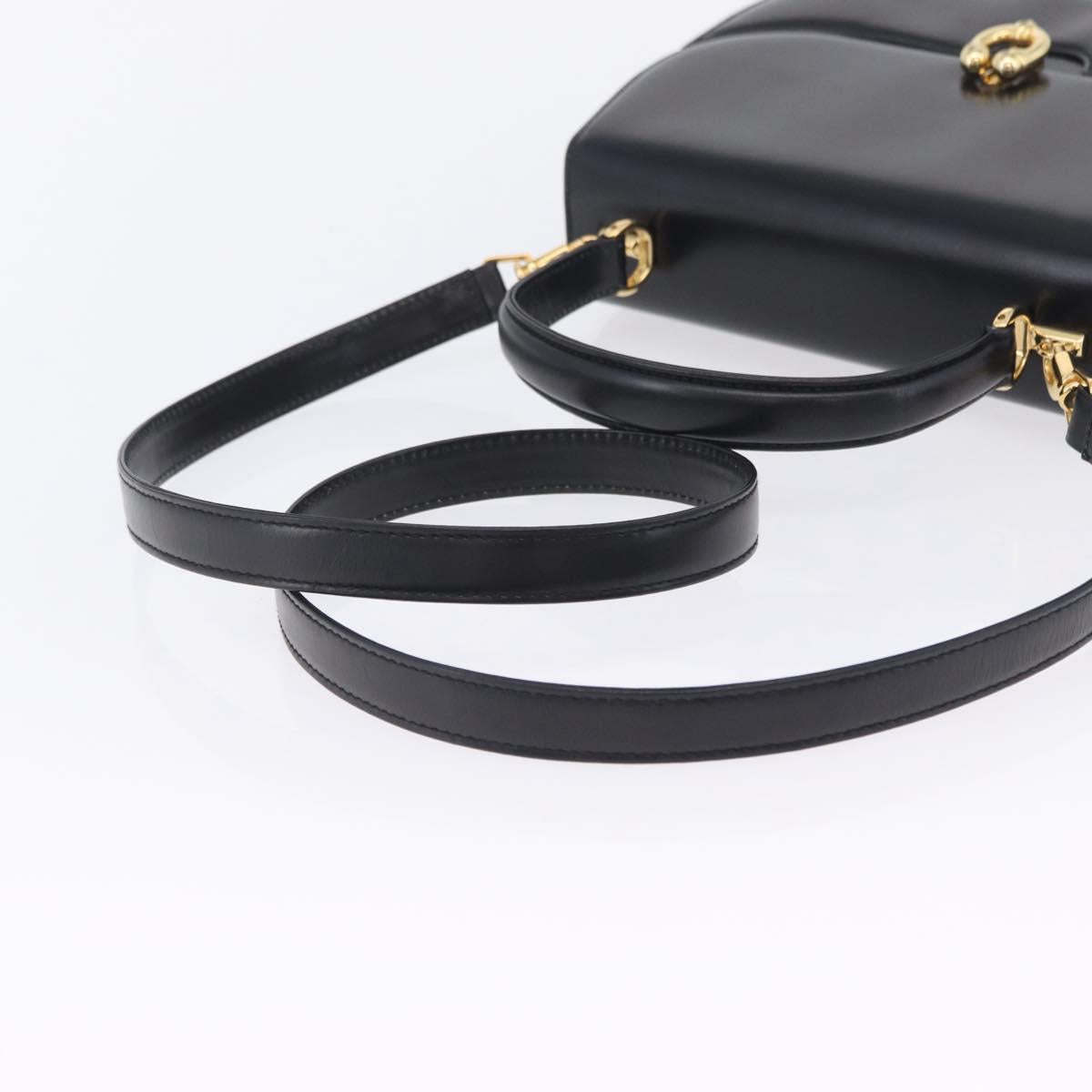 GUCCI Hand Bag Leather 2way Black Gold 000 406 0264 Auth am12615V