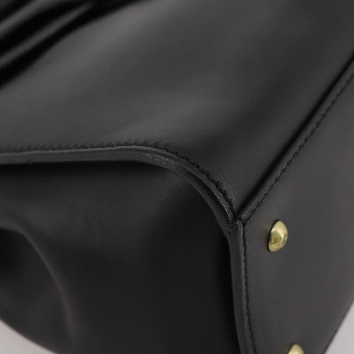 GUCCI Hand Bag Leather Black Gold 101676 Auth am12616V