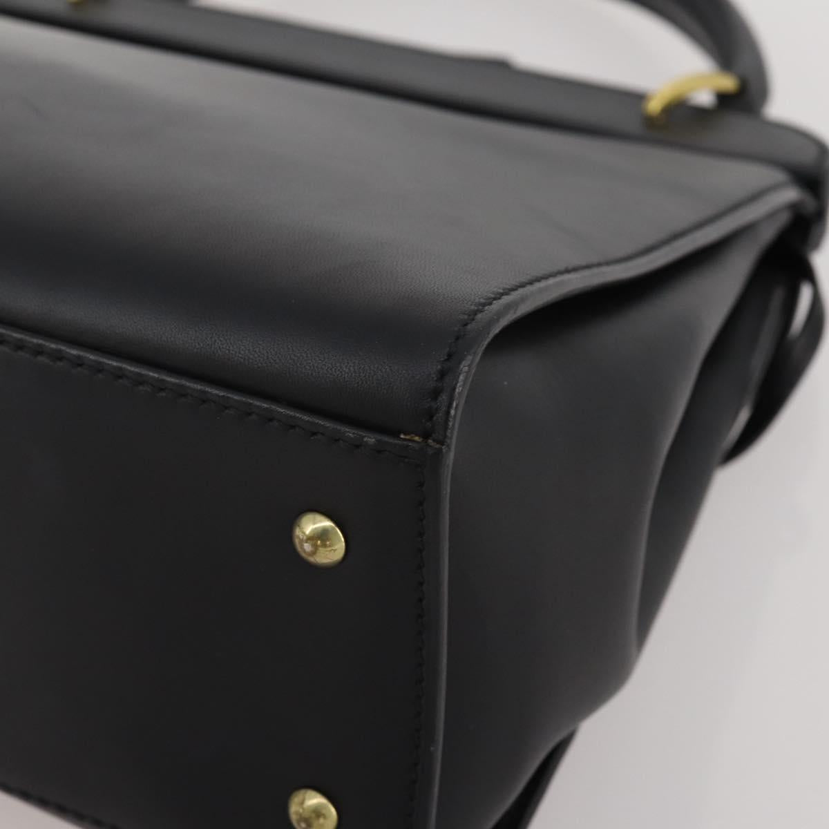 GUCCI Hand Bag Leather Black Gold 101676 Auth am12616V