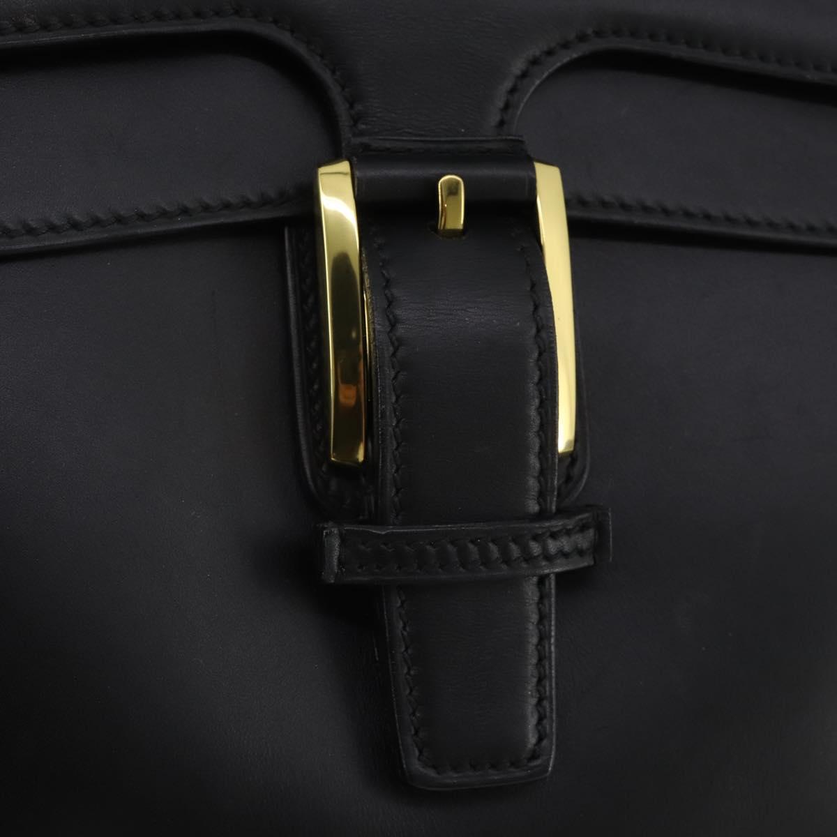 GUCCI Hand Bag Leather Black Gold 101676 Auth am12616V