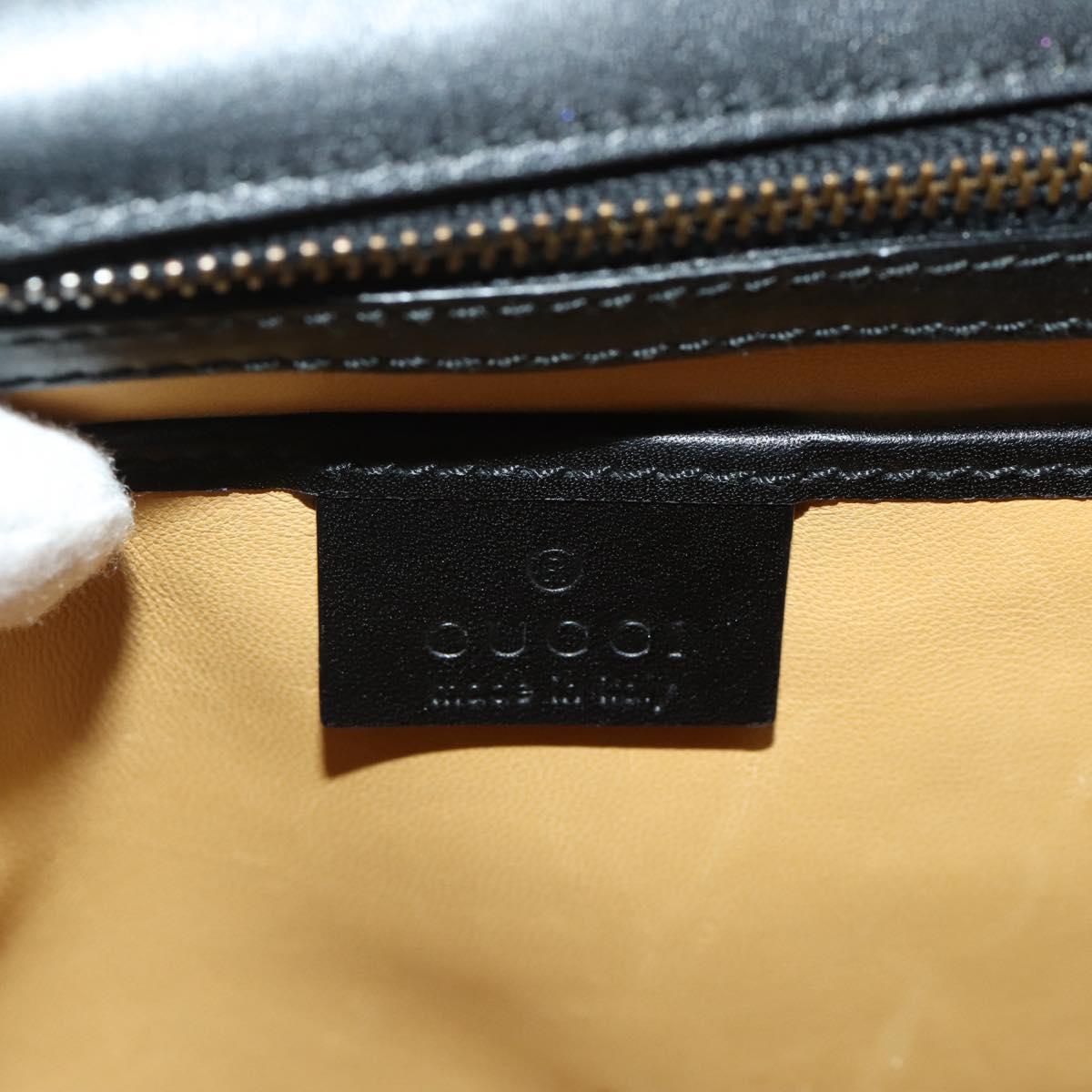 GUCCI Hand Bag Leather Black Gold 101676 Auth am12616V