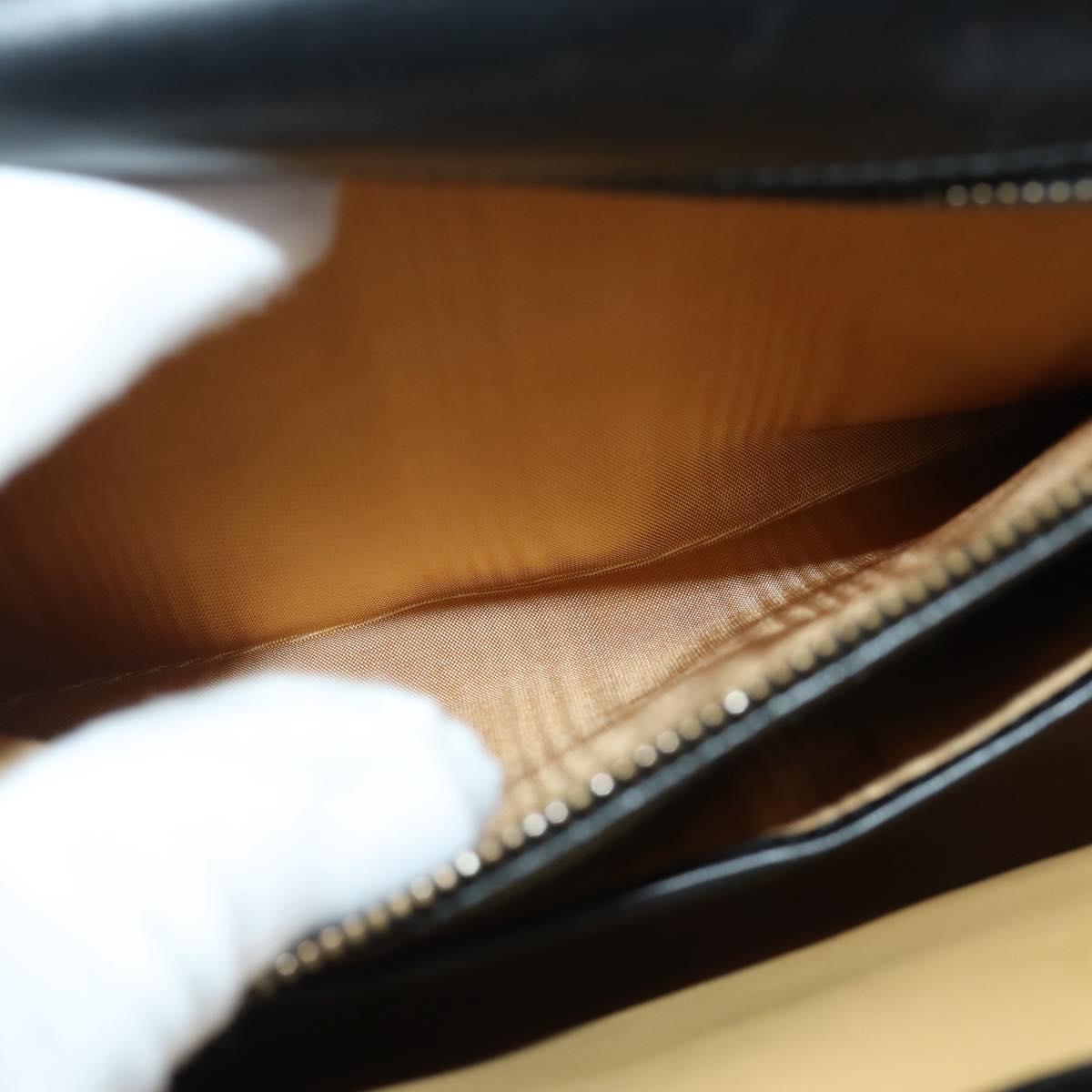 GUCCI Hand Bag Leather Black Gold 101676 Auth am12616V
