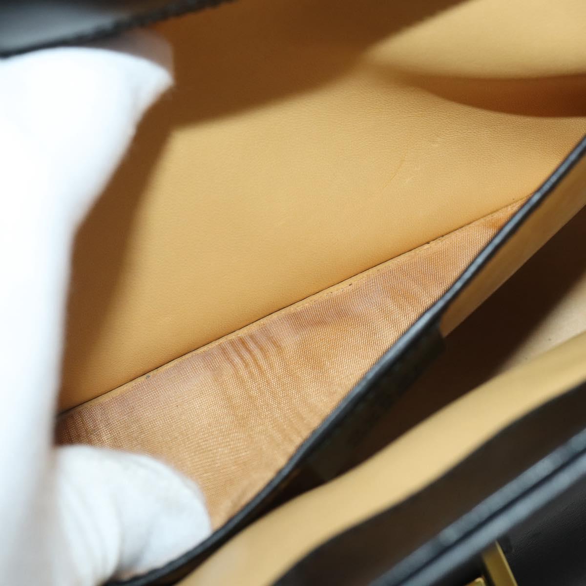 GUCCI Hand Bag Leather Black Gold 101676 Auth am12616V