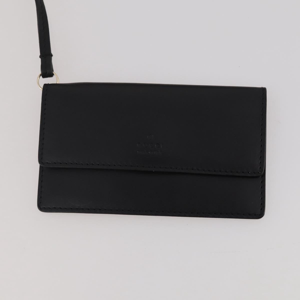 GUCCI Hand Bag Leather Black Gold 101676 Auth am12616V