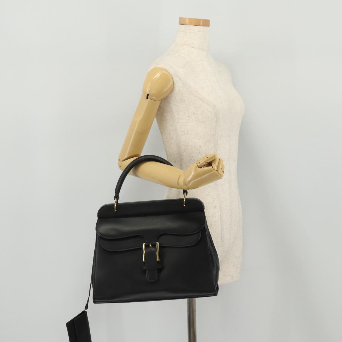 GUCCI Hand Bag Leather Black Gold 101676 Auth am12616V