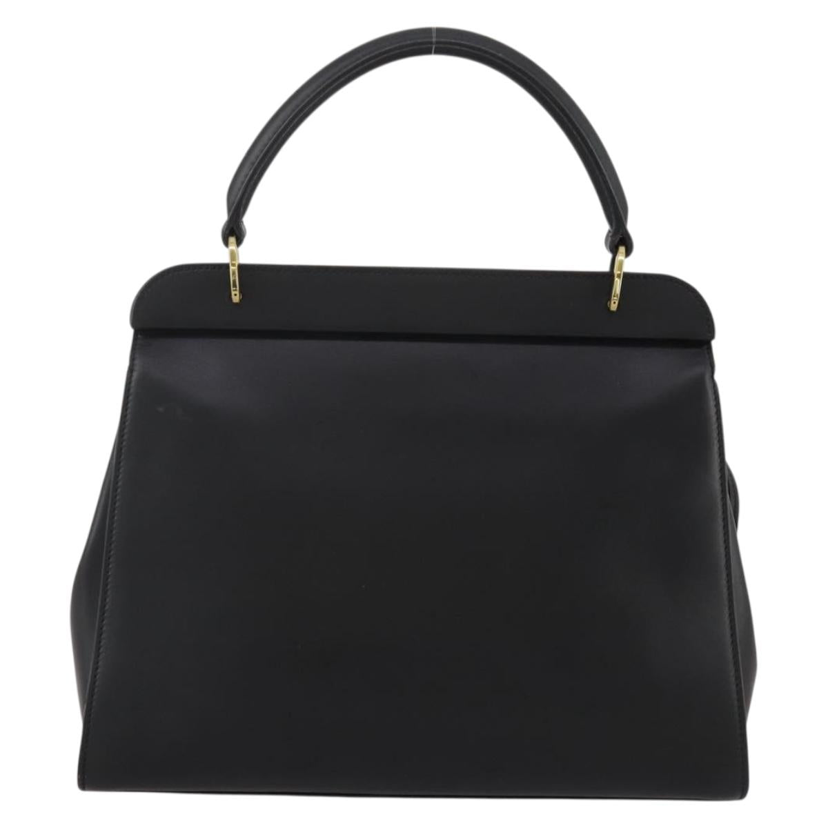 GUCCI Hand Bag Leather Black Gold 101676 Auth am12616V