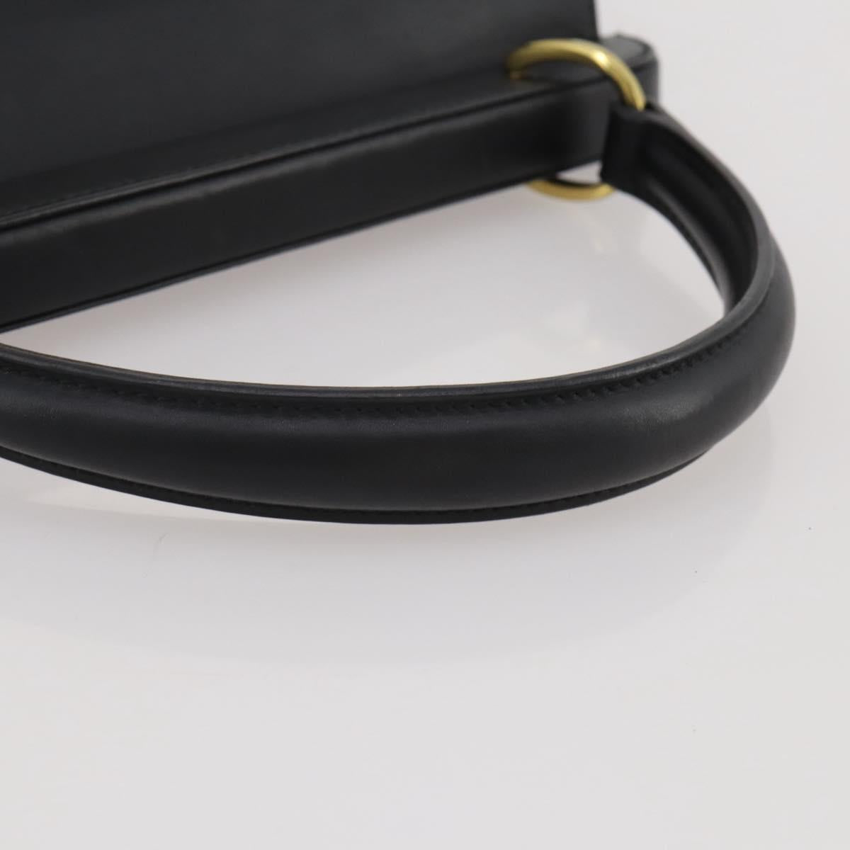 GUCCI Hand Bag Leather Black Gold 101676 Auth am12616V