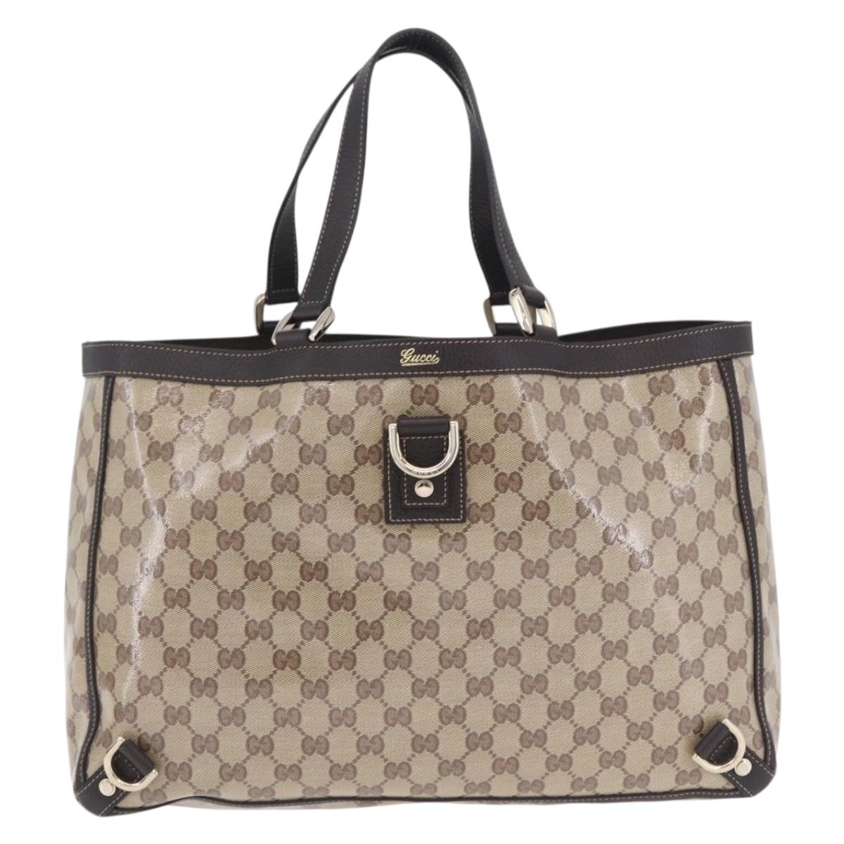 GUCCI GG Crystal Tote Bag Coated Canvas Beige Gold 293580 Auth am12617V