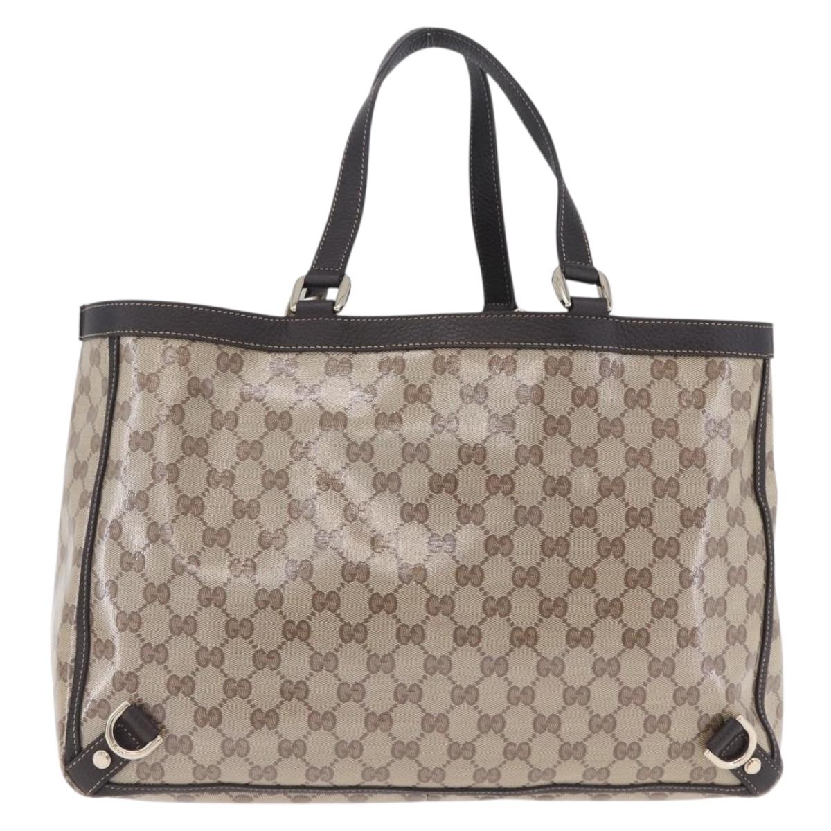 GUCCI GG Crystal Tote Bag Coated Canvas Beige Gold 293580 Auth am12617V