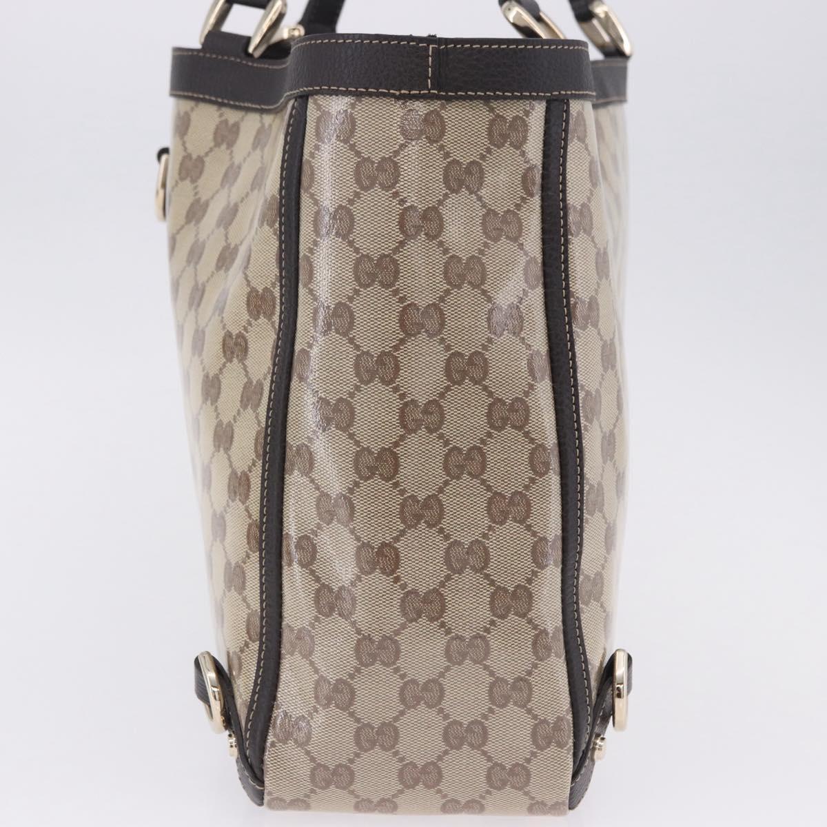 GUCCI GG Crystal Tote Bag Coated Canvas Beige Gold 293580 Auth am12617V
