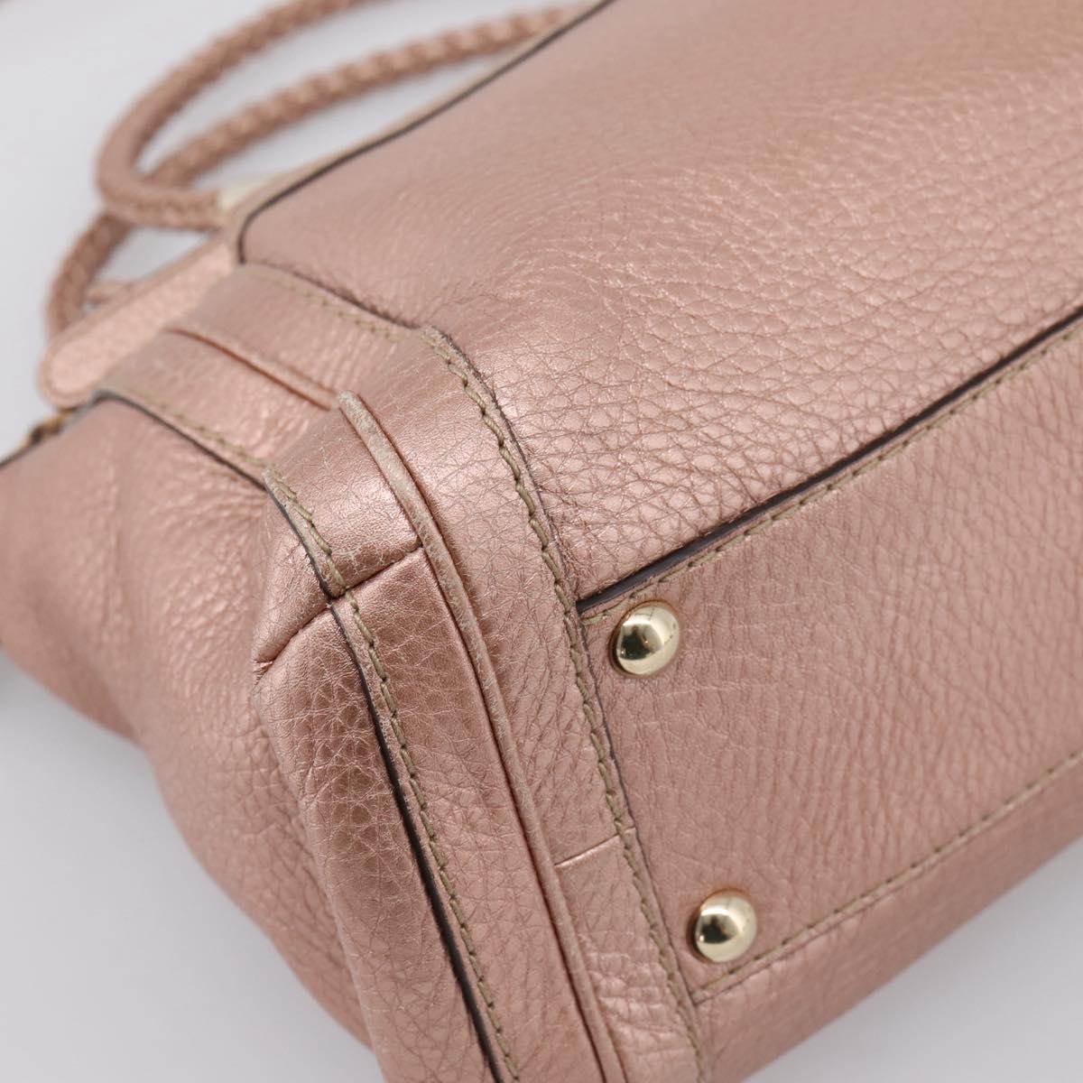 GUCCI Bella Bamboo Hand Bag Leather 2way Pink Gold 282300 Auth am12618A