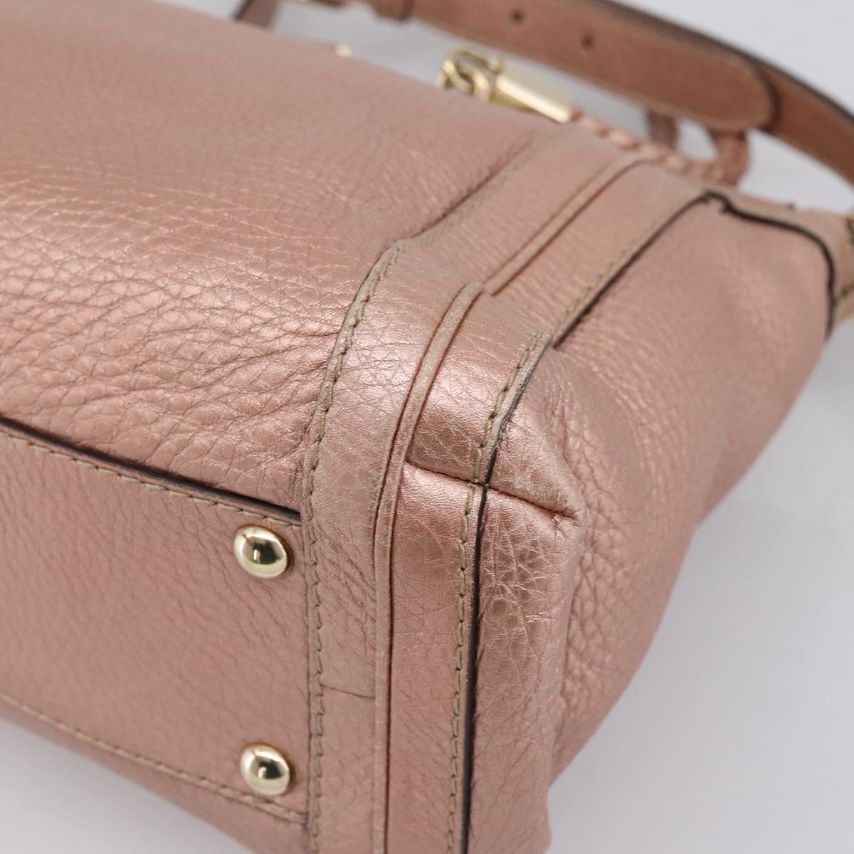 GUCCI Bella Bamboo Hand Bag Leather 2way Pink Gold 282300 Auth am12618A