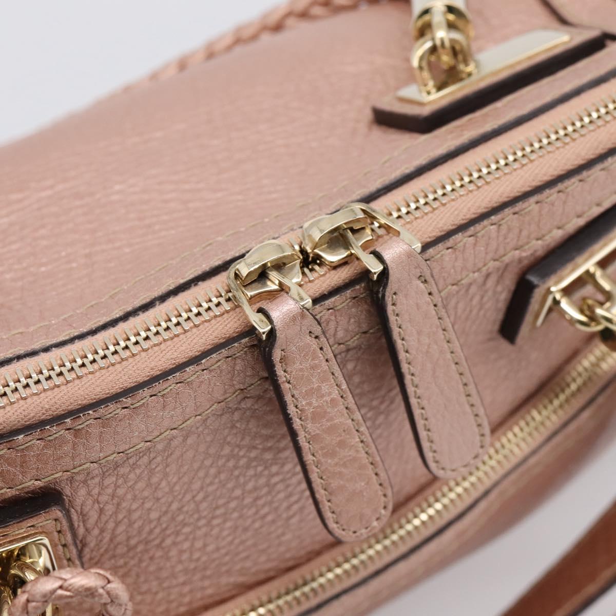 GUCCI Bella Bamboo Hand Bag Leather 2way Pink Gold 282300 Auth am12618A
