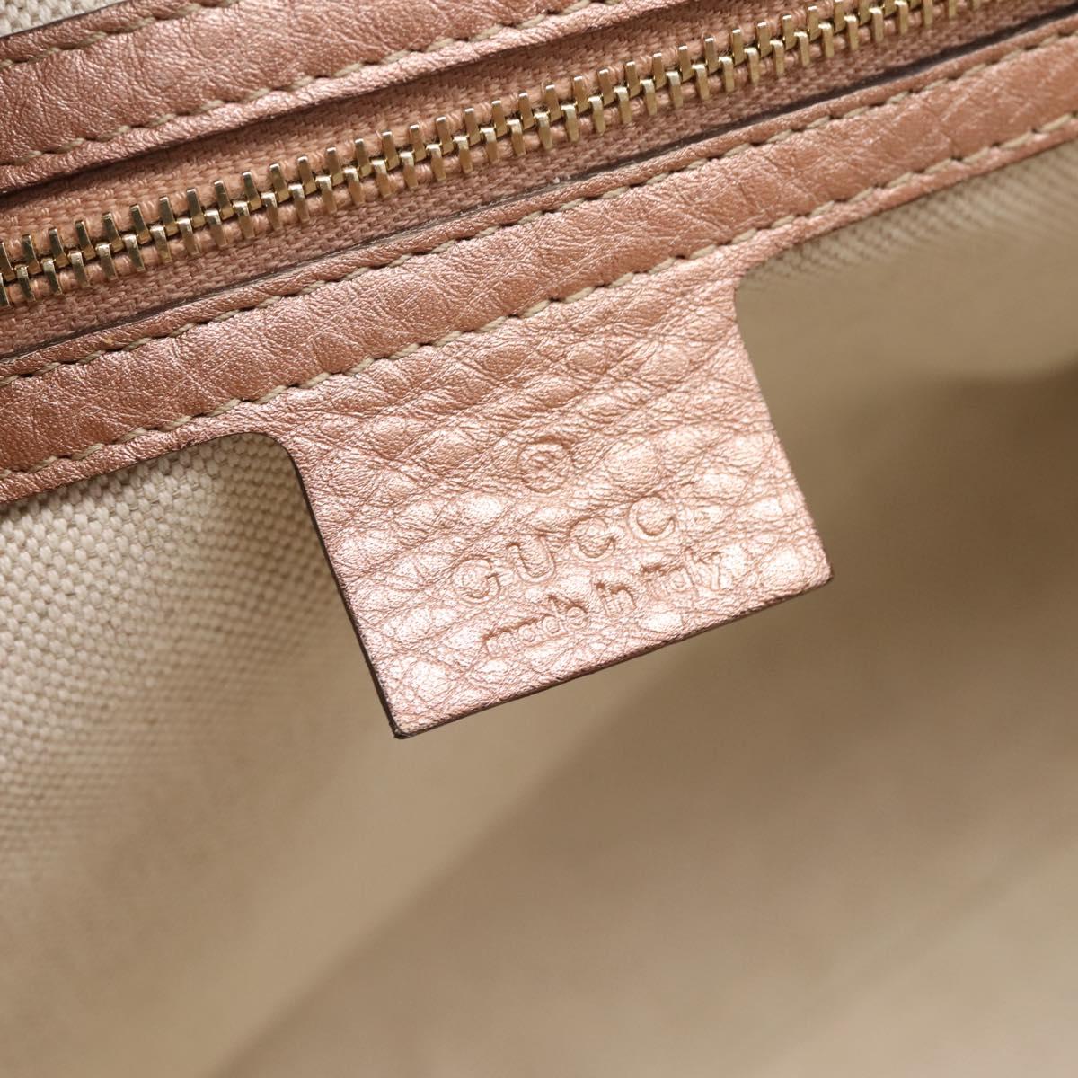 GUCCI Bella Bamboo Hand Bag Leather 2way Pink Gold 282300 Auth am12618A