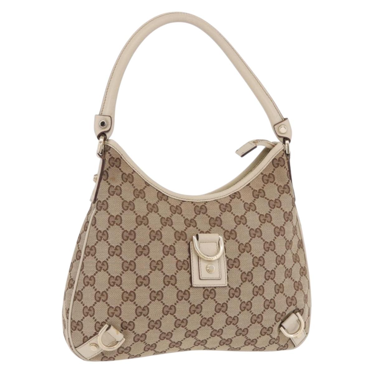 GUCCI GG Canvas Shoulder Bag Beige Gold 130738 Auth am12619V