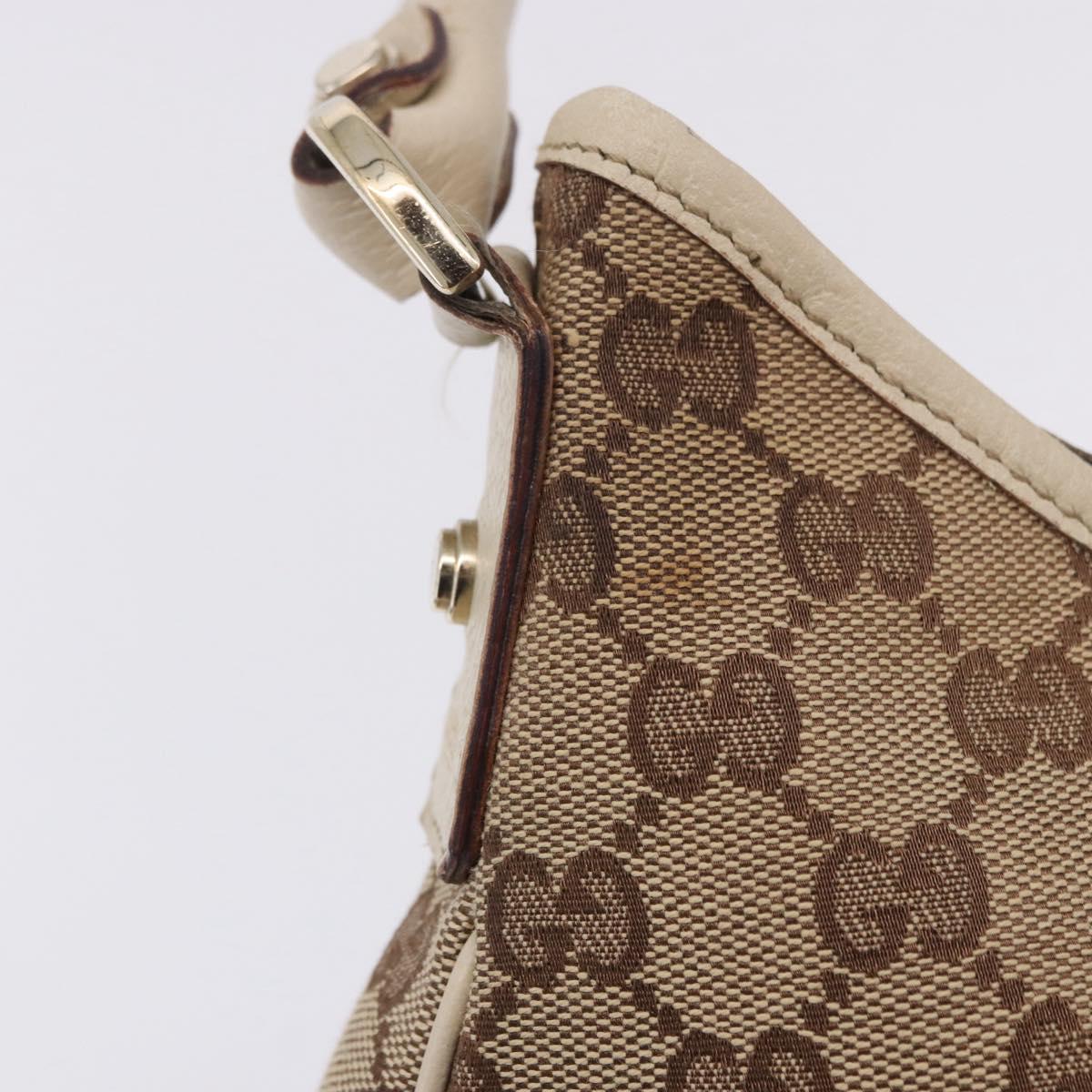 GUCCI GG Canvas Shoulder Bag Beige Gold 130738 Auth am12619V