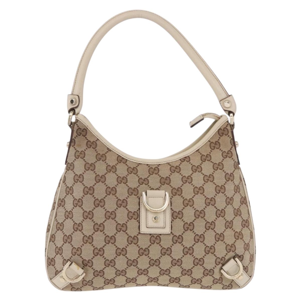 GUCCI GG Canvas Shoulder Bag Beige Gold 130738 Auth am12619V