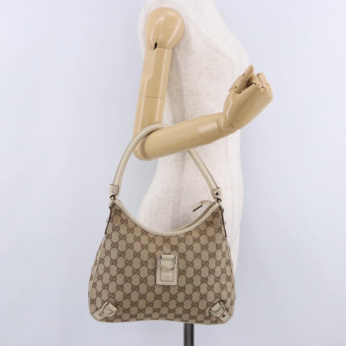 GUCCI GG Canvas Shoulder Bag Beige Gold 130738 Auth am12619V